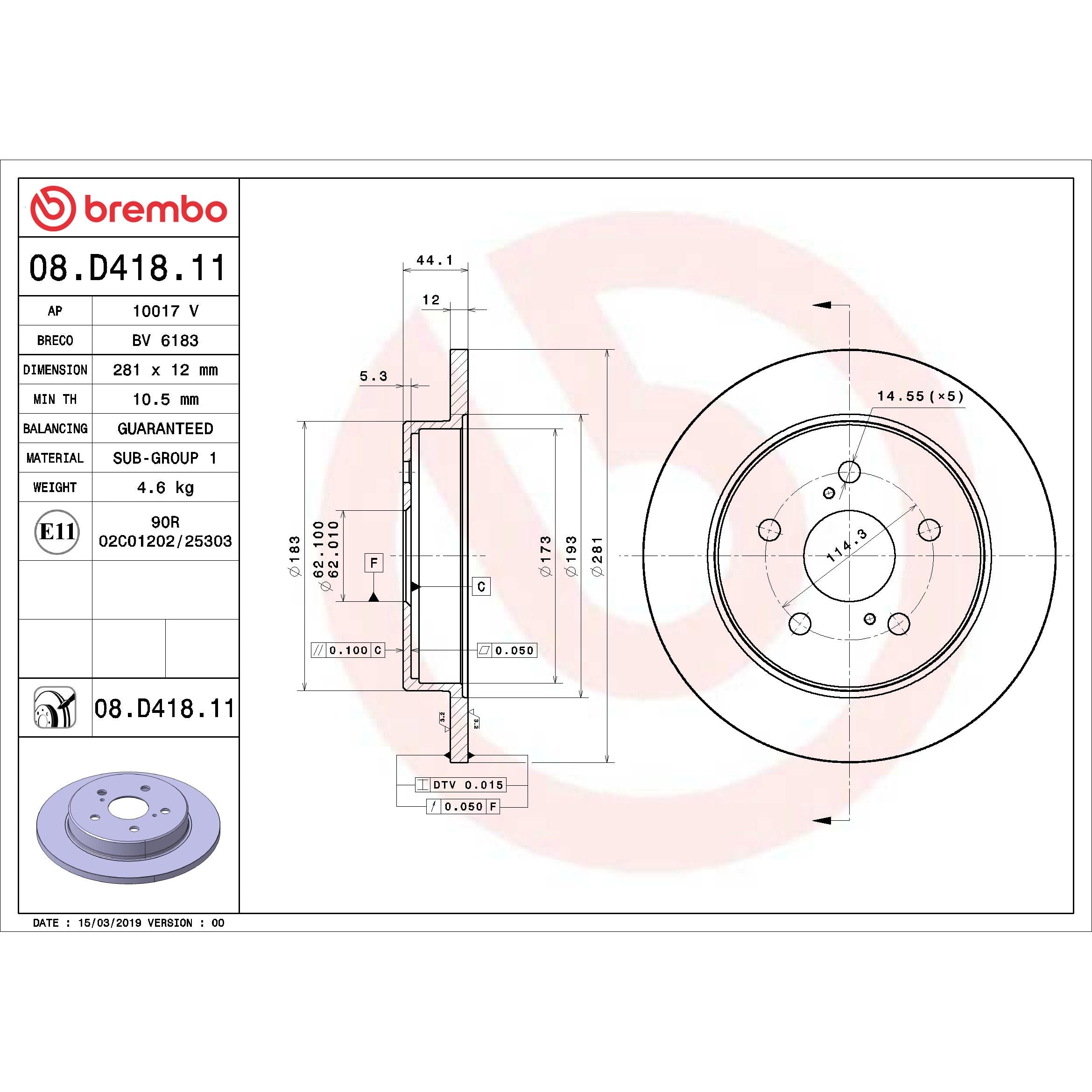 Brembo Disc Brake Rotor 08.D418.11