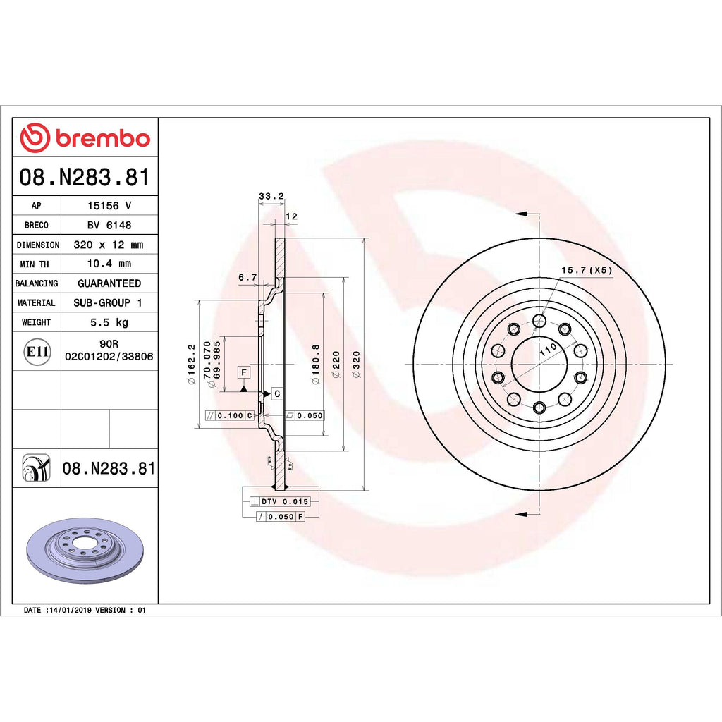 Brembo Disc Brake Rotor 08.N283.81