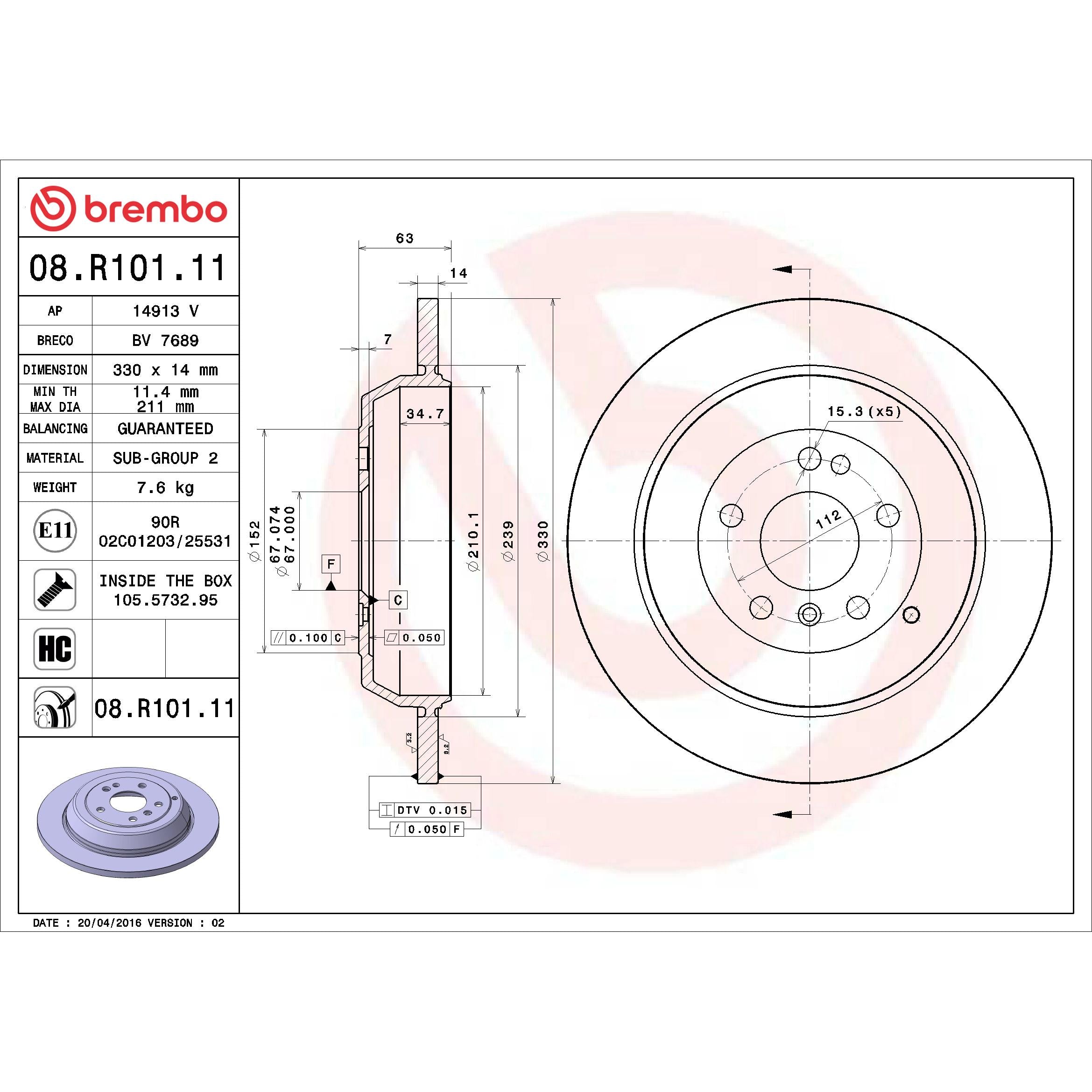 Brembo Disc Brake Rotor 08.R101.11