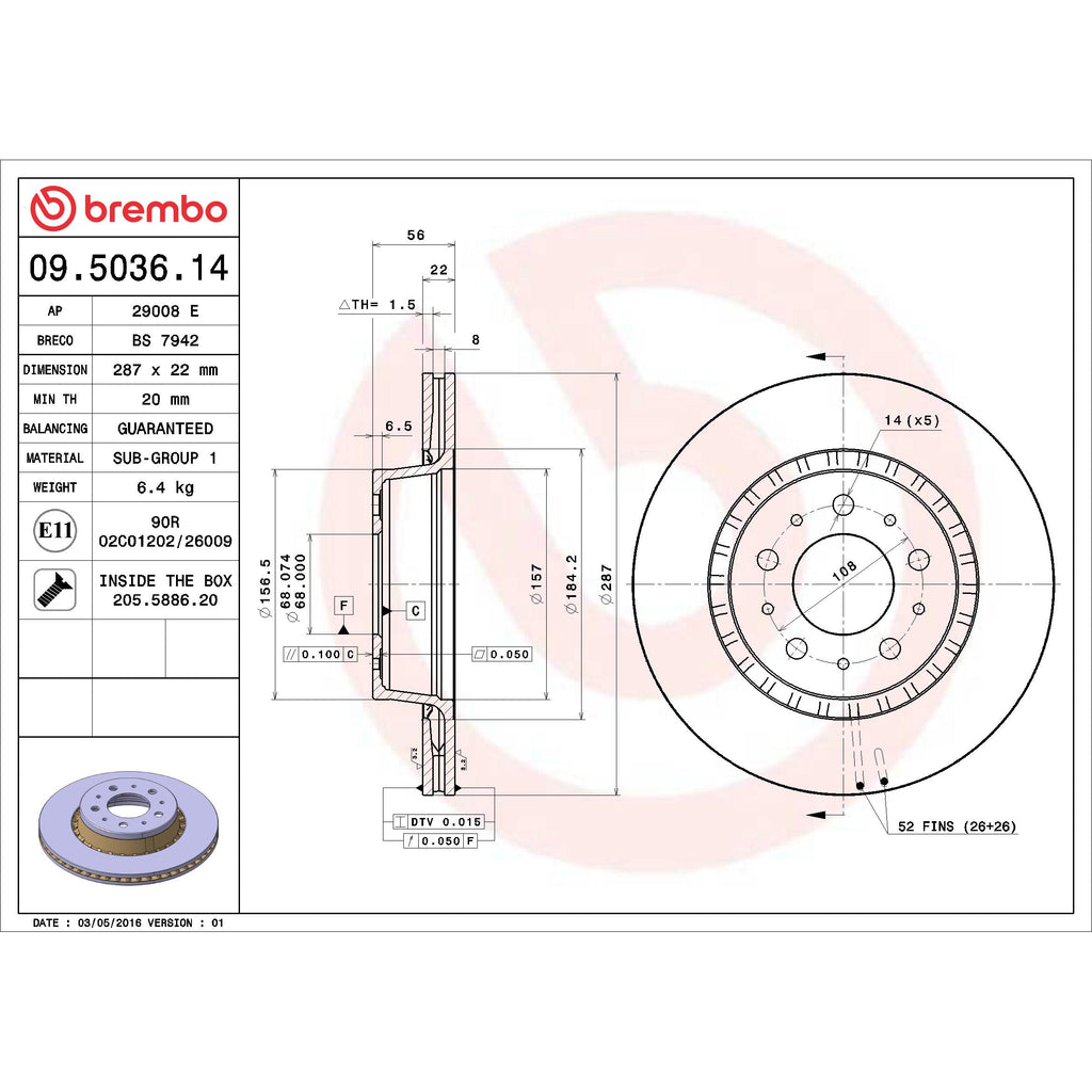 Brembo Disc Brake Rotor 09.5036.14