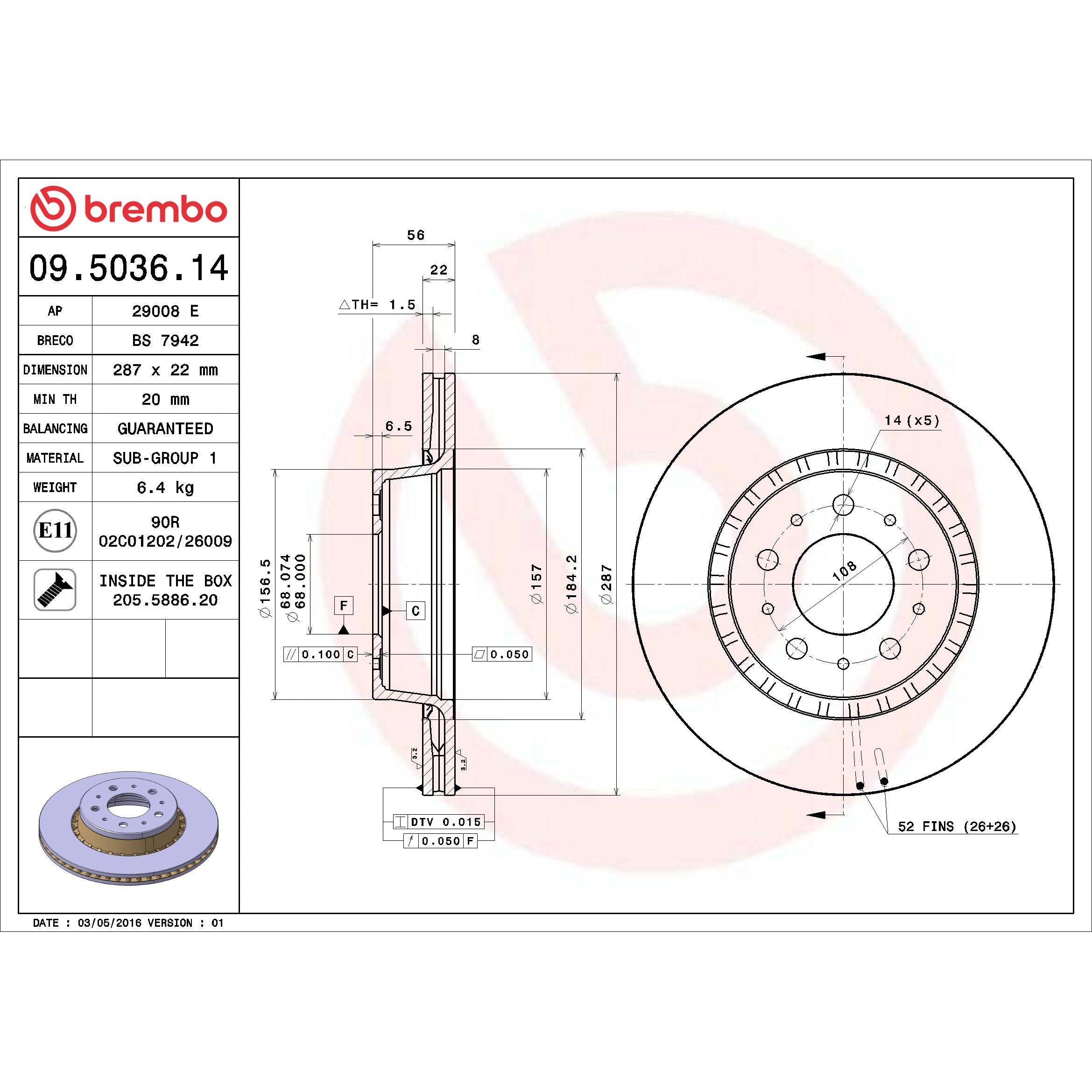 Brembo Disc Brake Rotor 09.5036.14