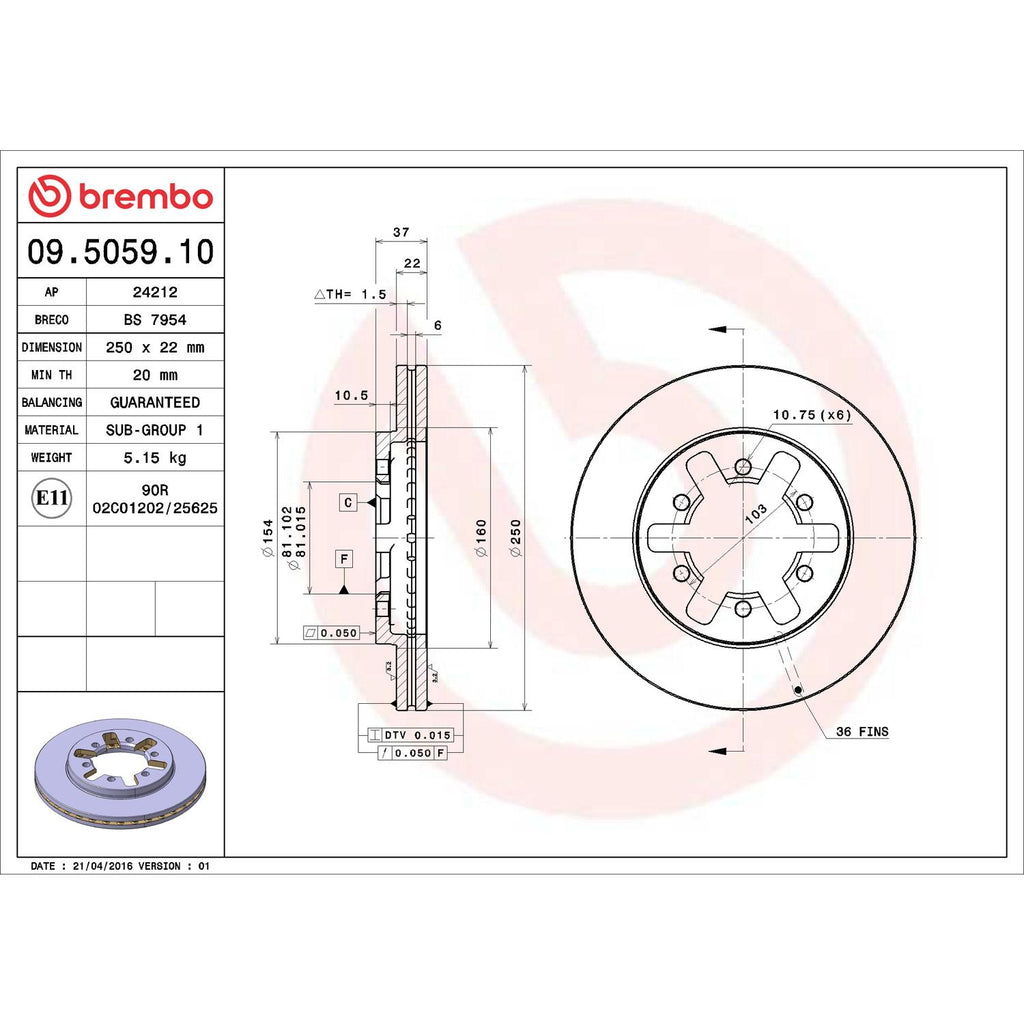 Brembo Disc Brake Rotor 09.5059.10