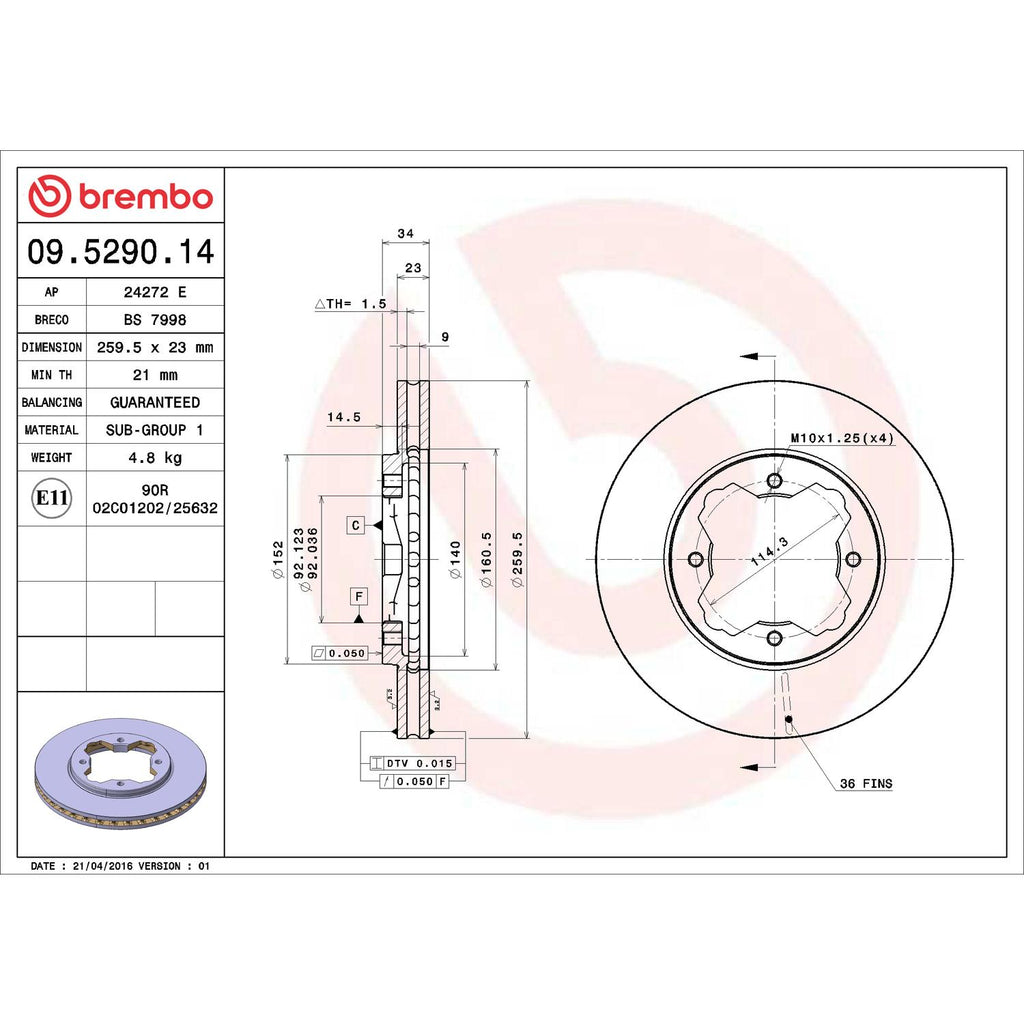 Brembo Disc Brake Rotor 09.5290.14