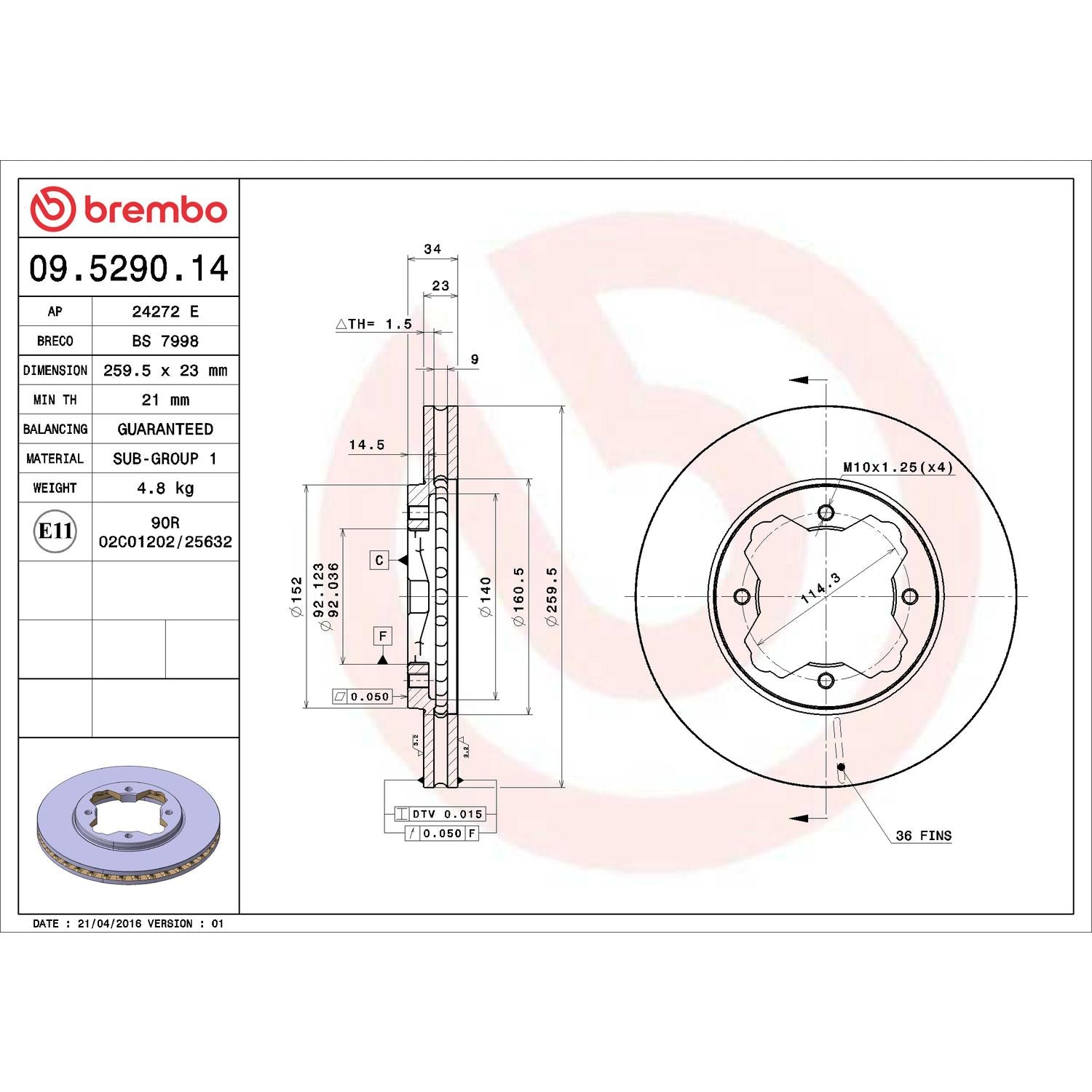 Brembo Disc Brake Rotor 09.5290.14