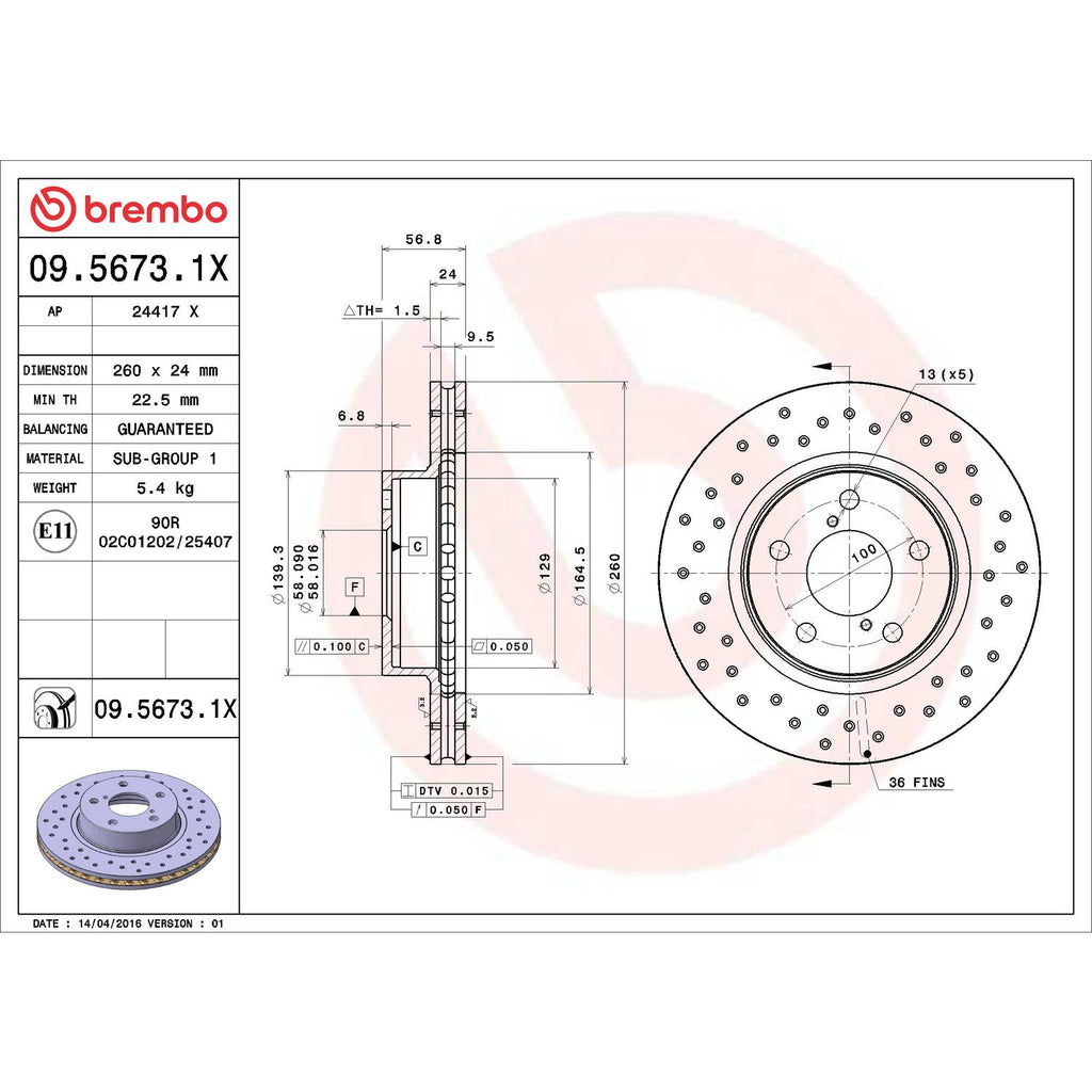 Brembo Disc Brake Rotor 09.5673.1X