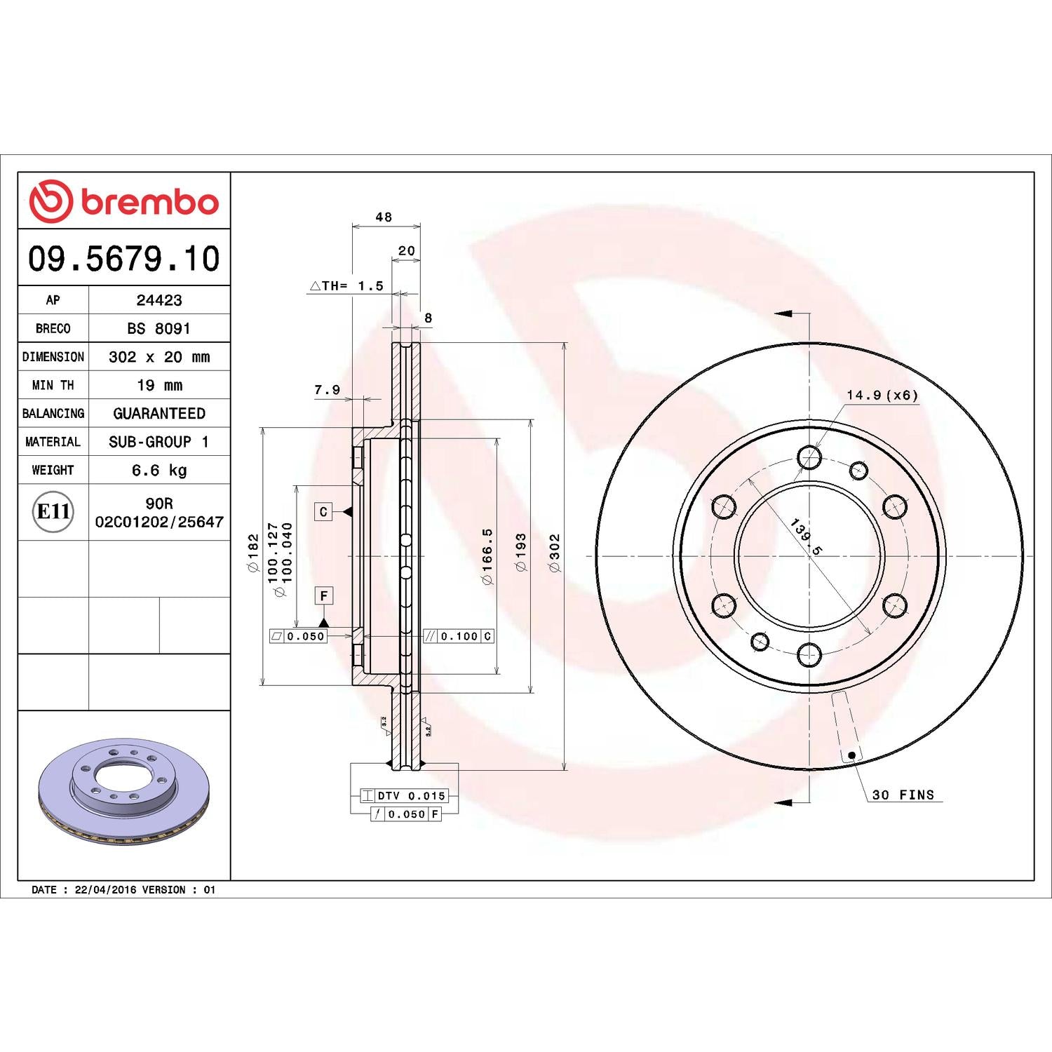 Brembo Disc Brake Rotor 09.5679.10