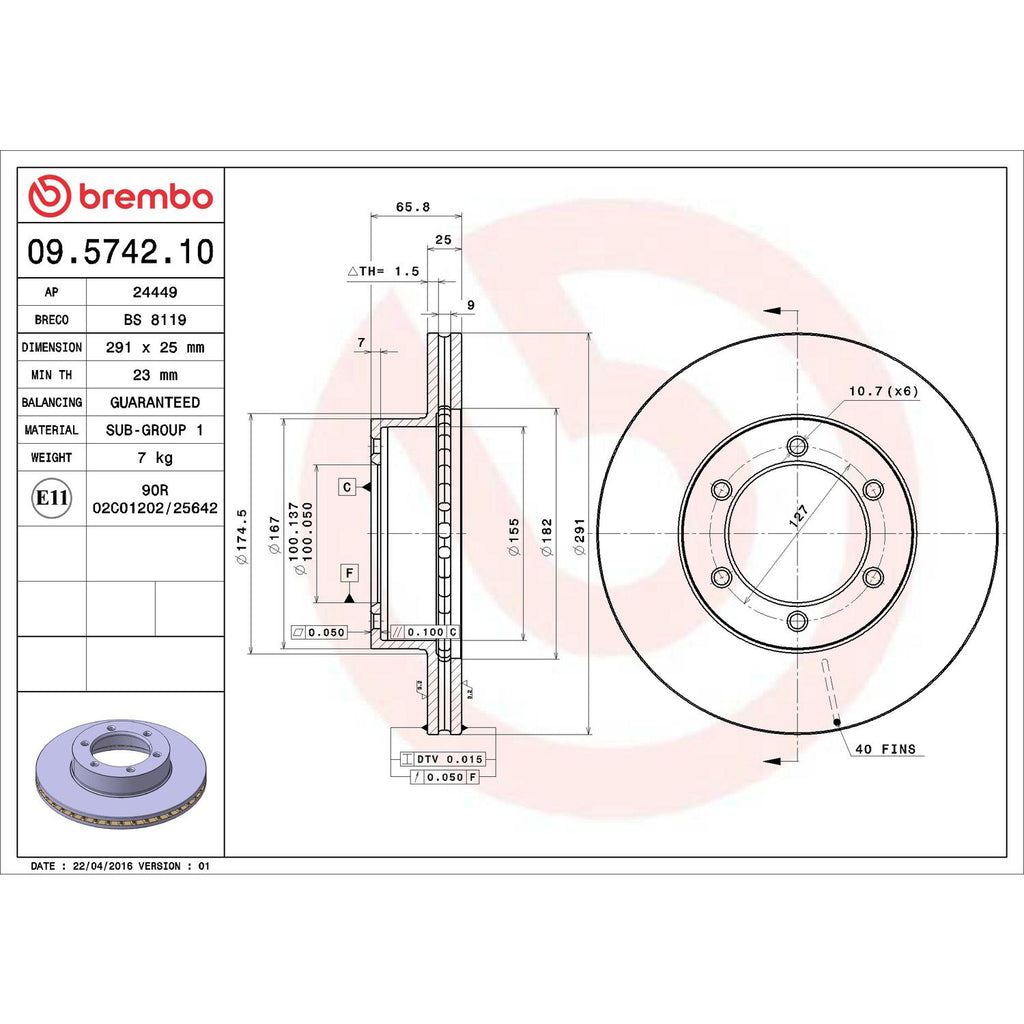 Brembo Disc Brake Rotor 09.5742.10