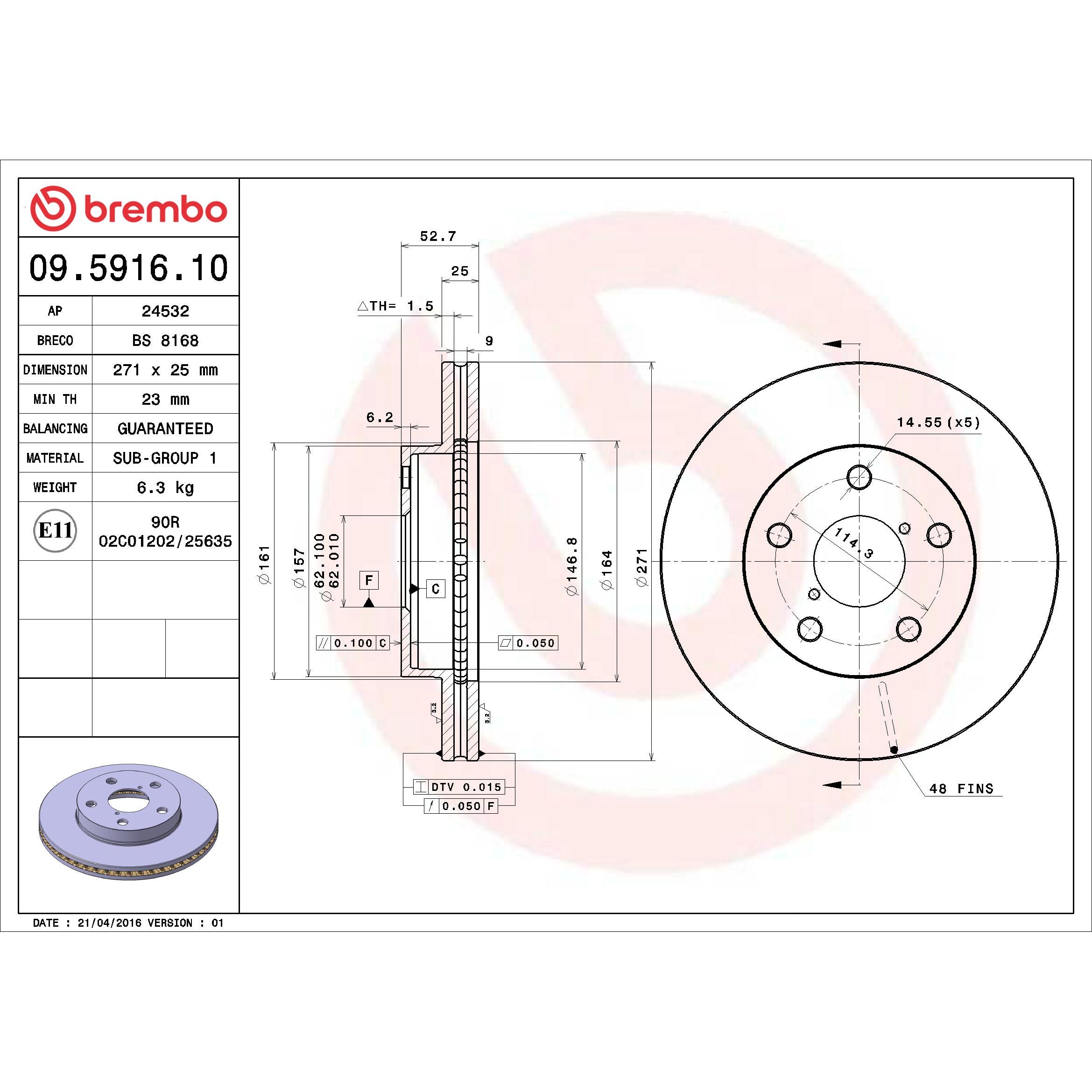 Brembo Disc Brake Rotor 09.5916.10