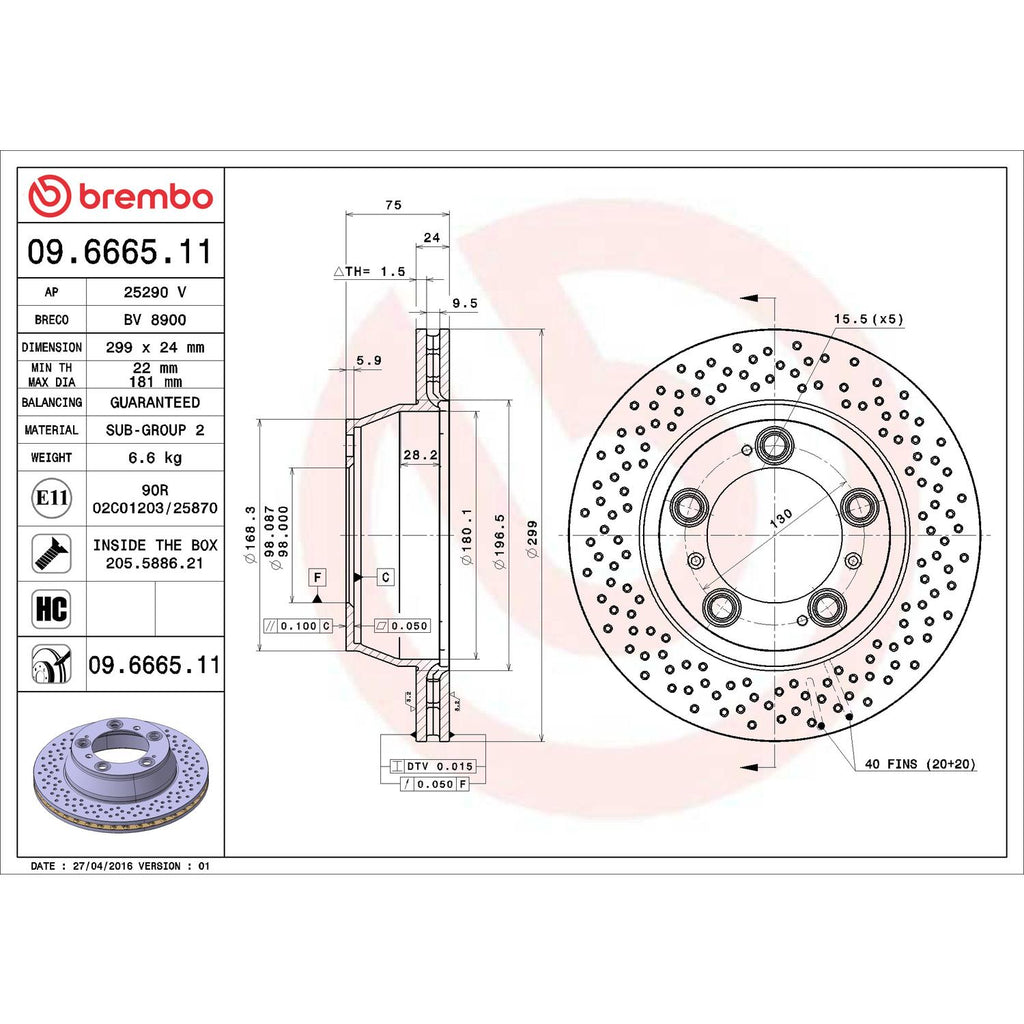 Brembo Disc Brake Rotor 09.6665.11