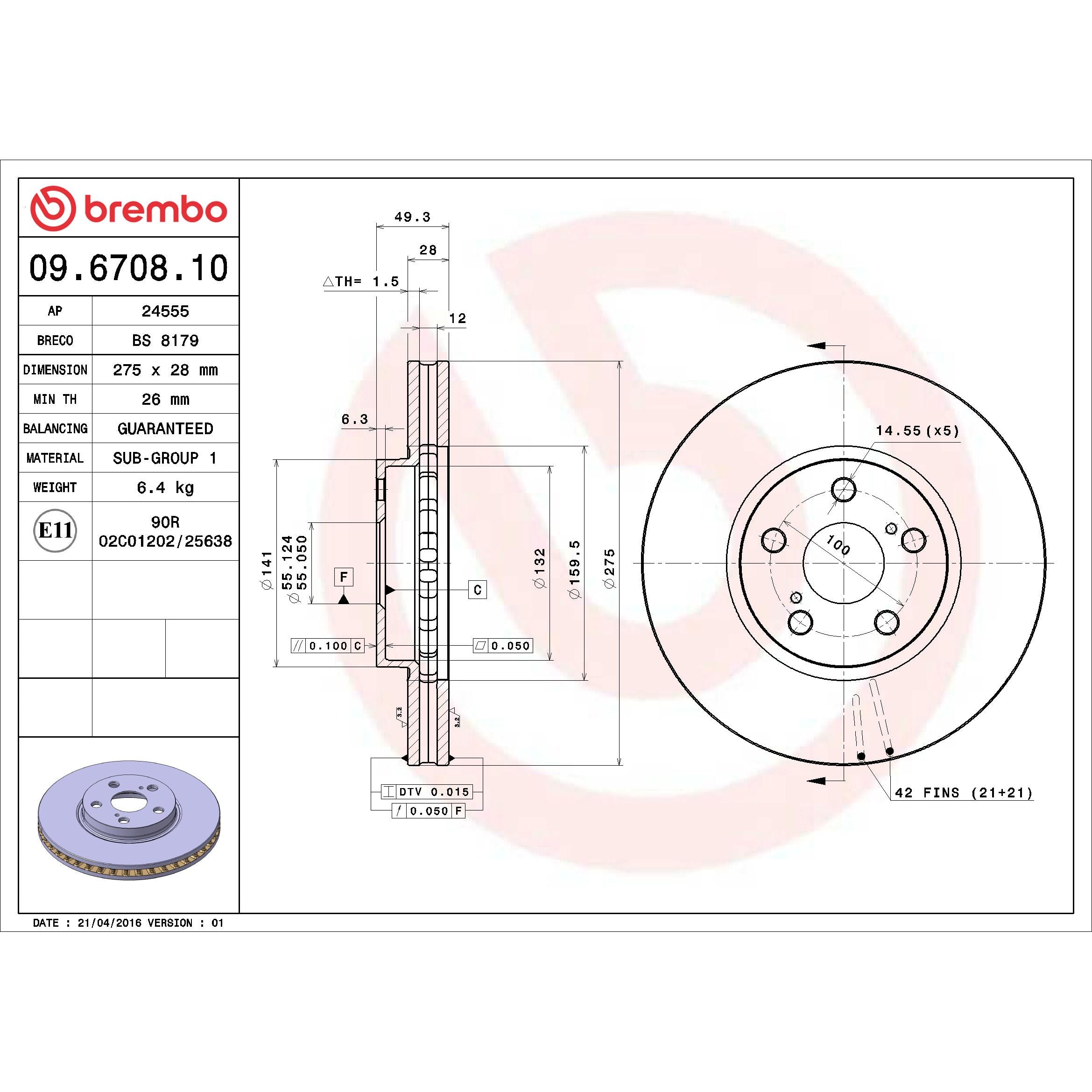 Brembo Disc Brake Rotor 09.6708.10