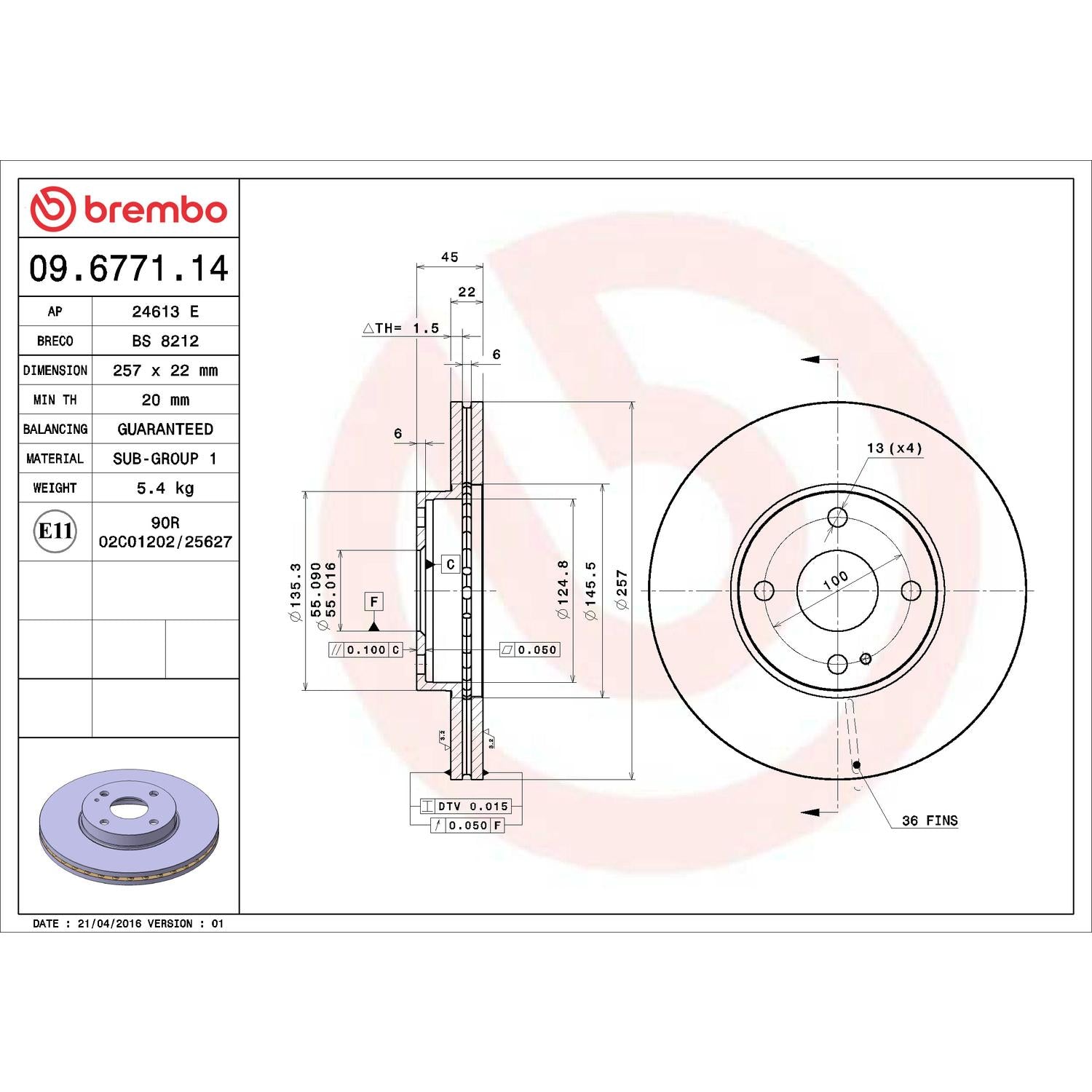 Brembo Disc Brake Rotor 09.6771.14