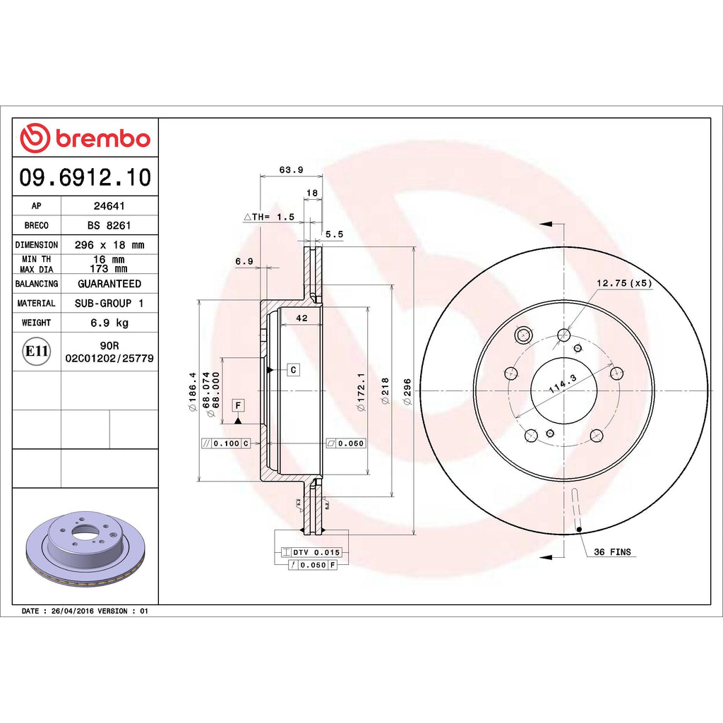 Brembo Disc Brake Rotor 09.6912.10