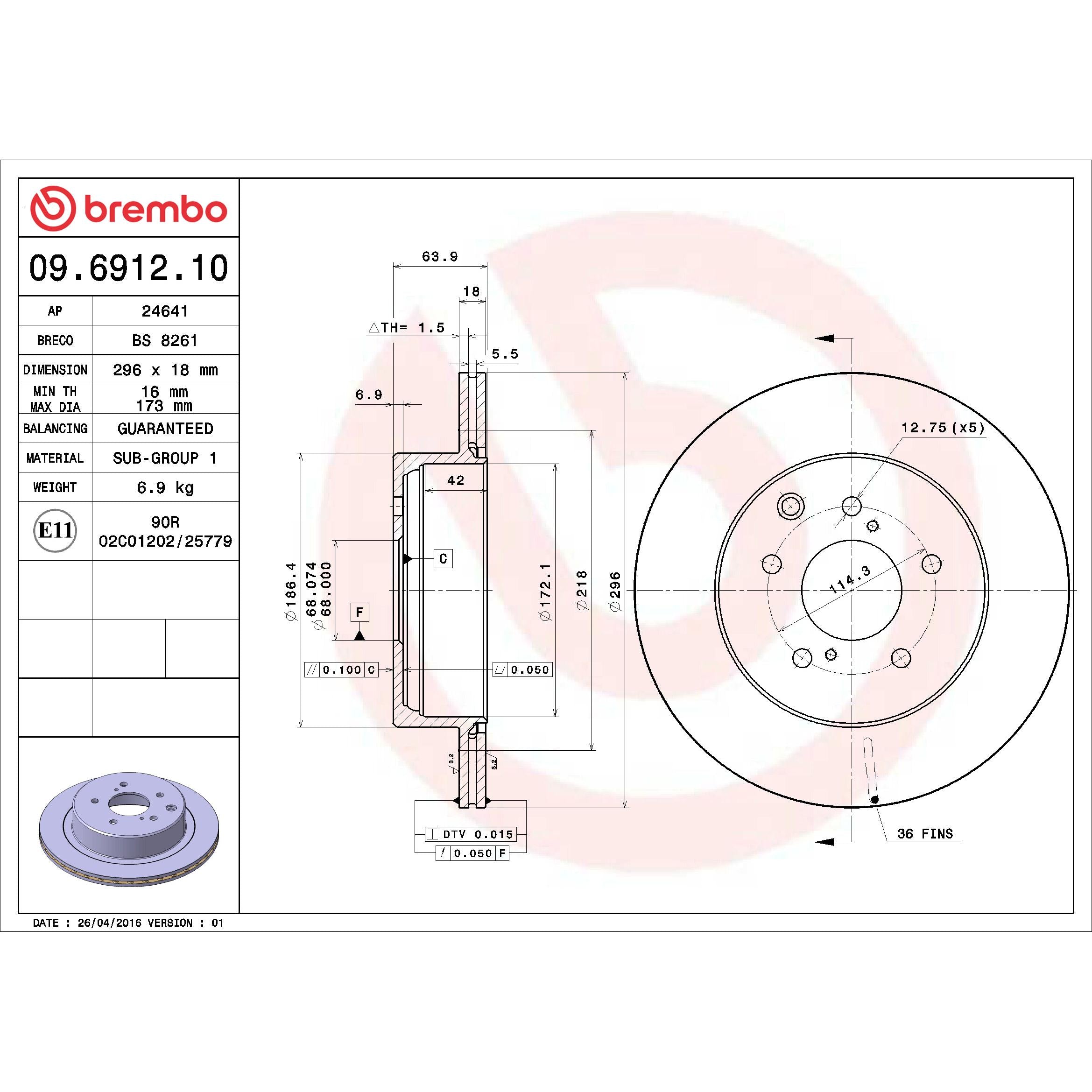 Brembo Disc Brake Rotor 09.6912.10