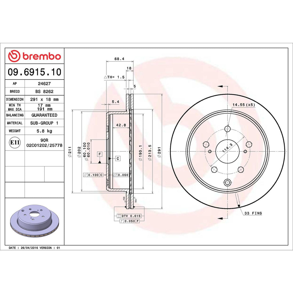 Brembo Disc Brake Rotor 09.6915.10