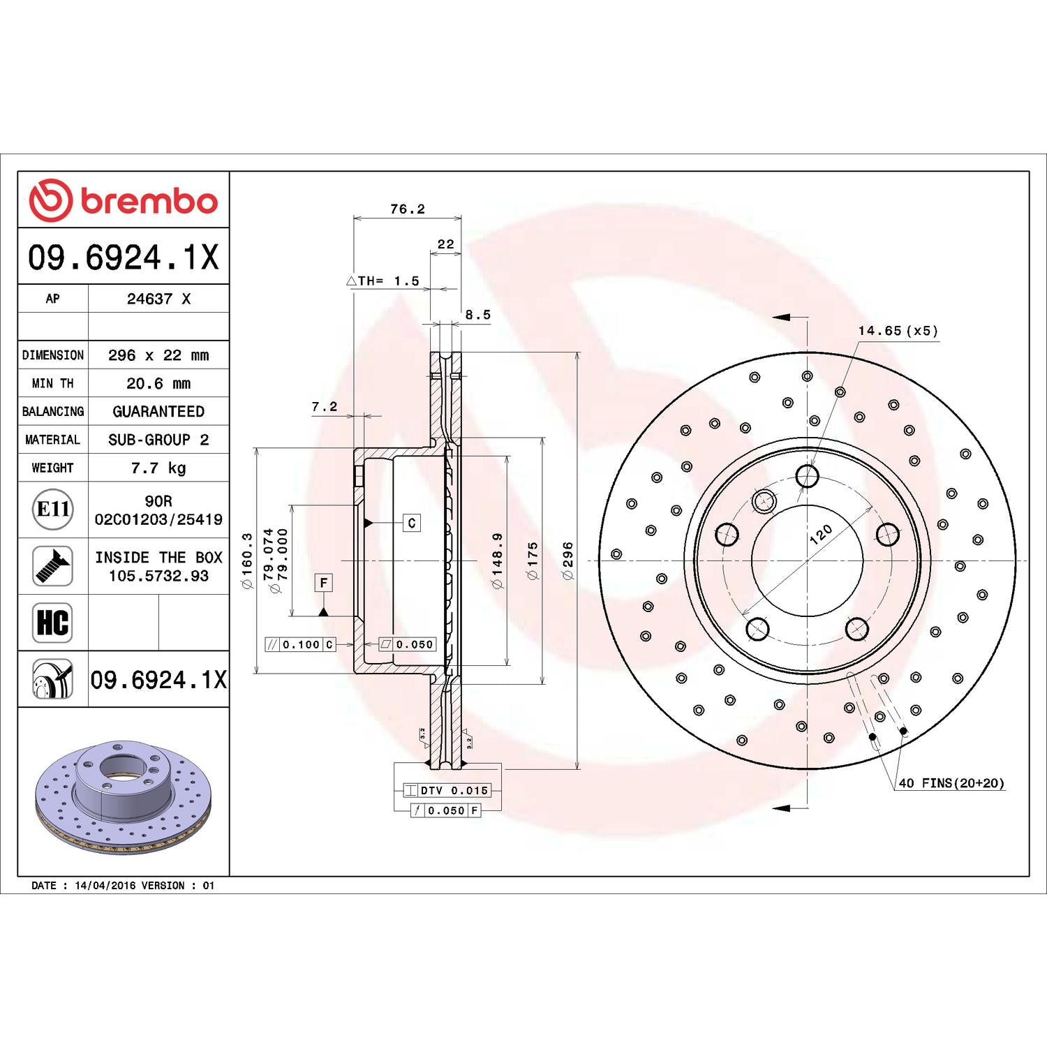 Brembo Disc Brake Rotor 09.6924.1X