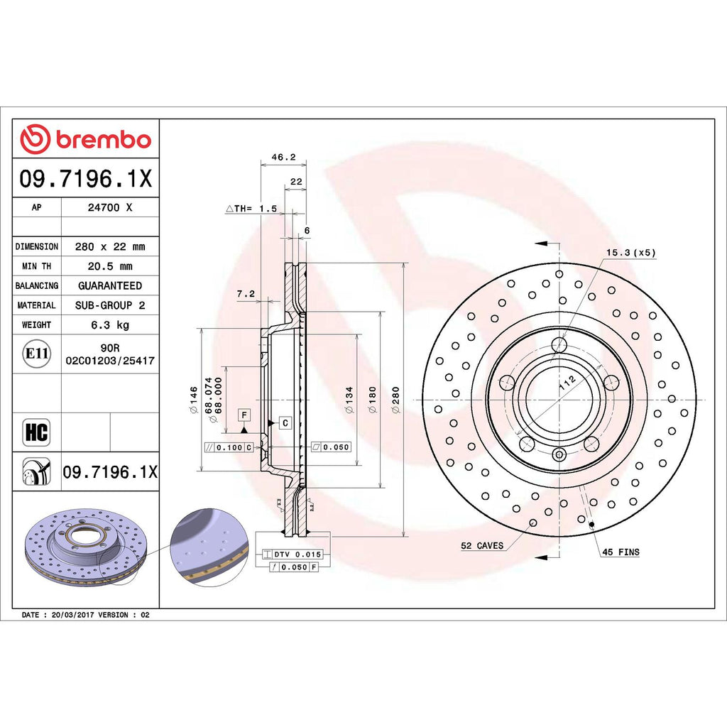 Brembo Disc Brake Rotor 09.7196.1X