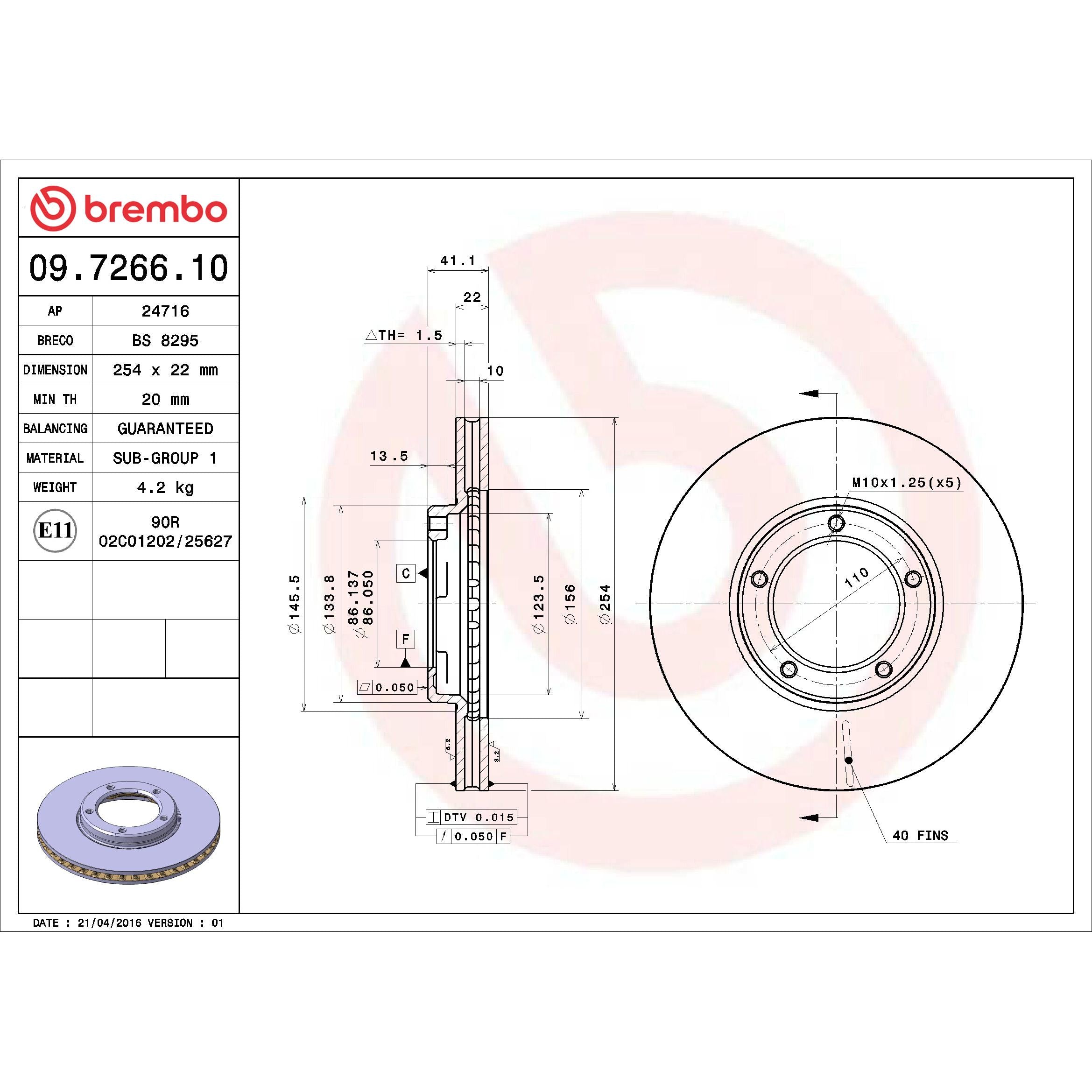 Brembo Disc Brake Rotor 09.7266.10
