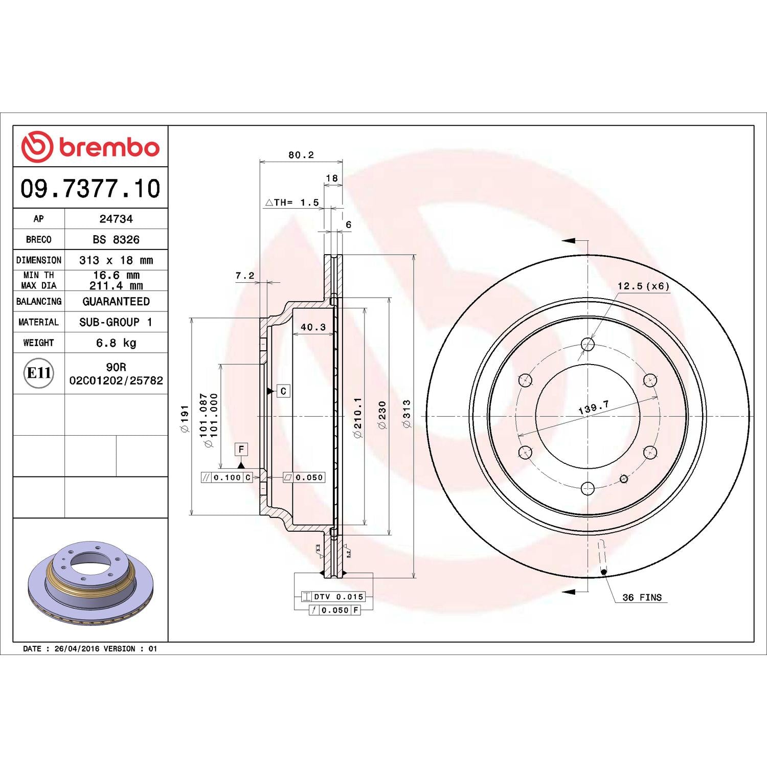 Brembo Disc Brake Rotor 09.7377.10