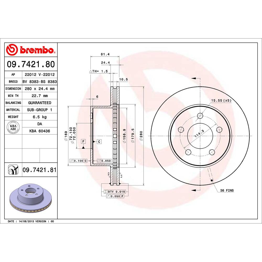 Brembo Disc Brake Rotor 09.7421.81