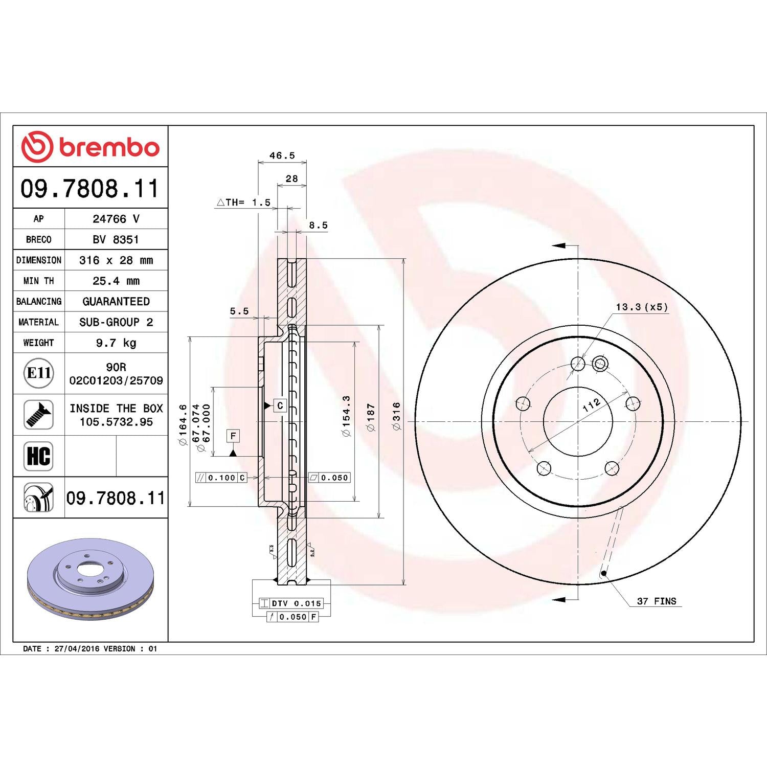 Brembo Disc Brake Rotor 09.7808.11