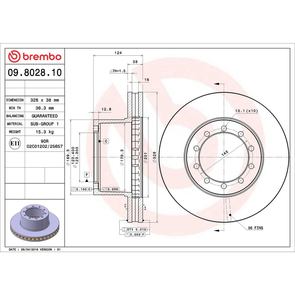 Brembo Disc Brake Rotor 09.8028.10