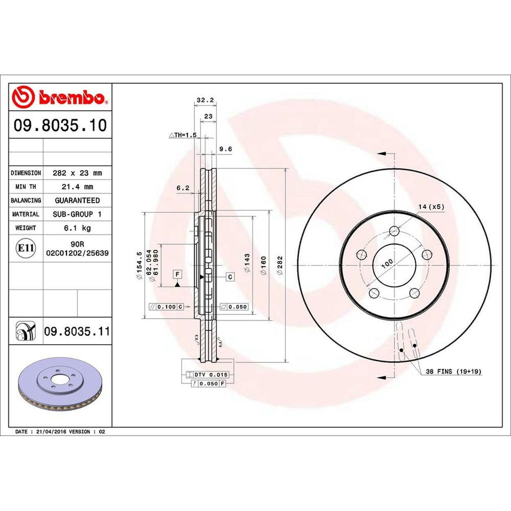 Brembo Disc Brake Rotor 09.8035.11