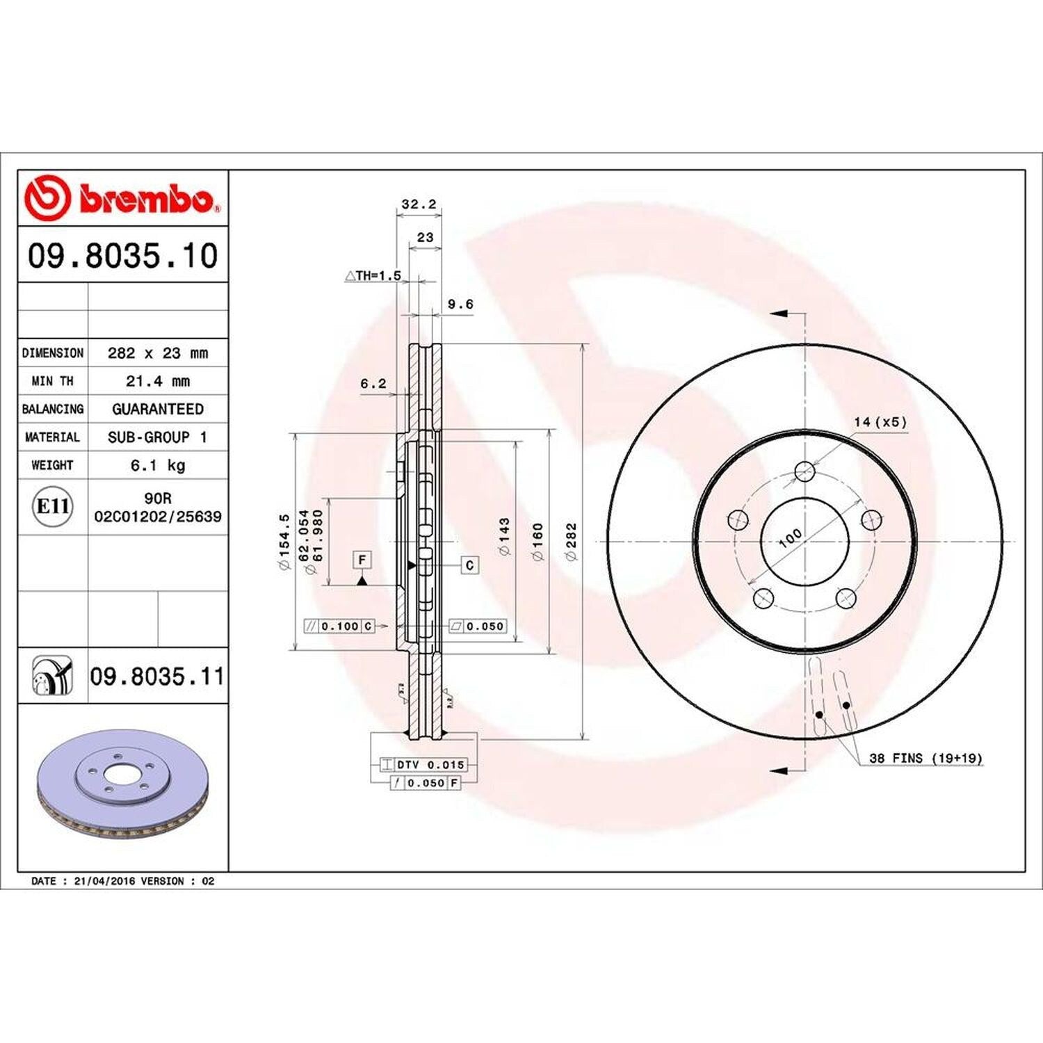 Brembo Disc Brake Rotor 09.8035.11