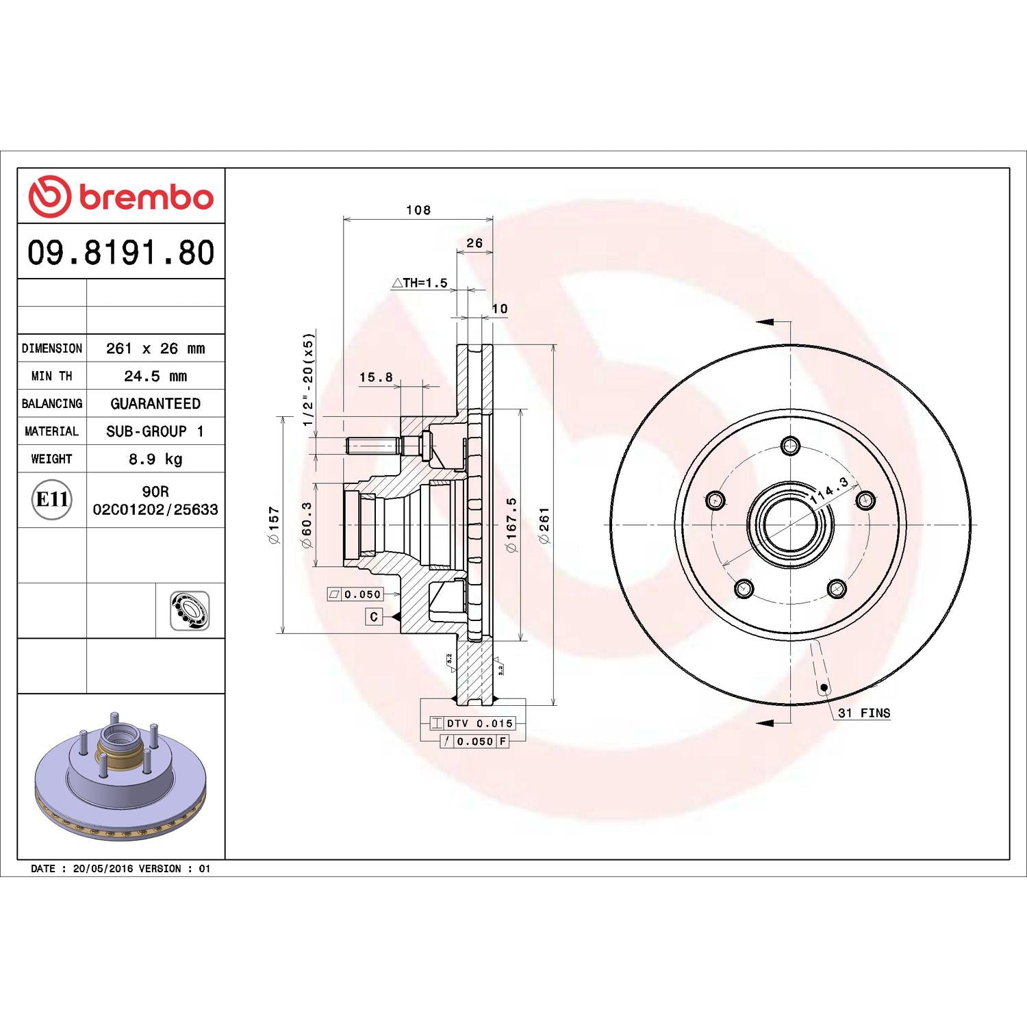 Brembo Disc Brake Rotor 09.8191.80