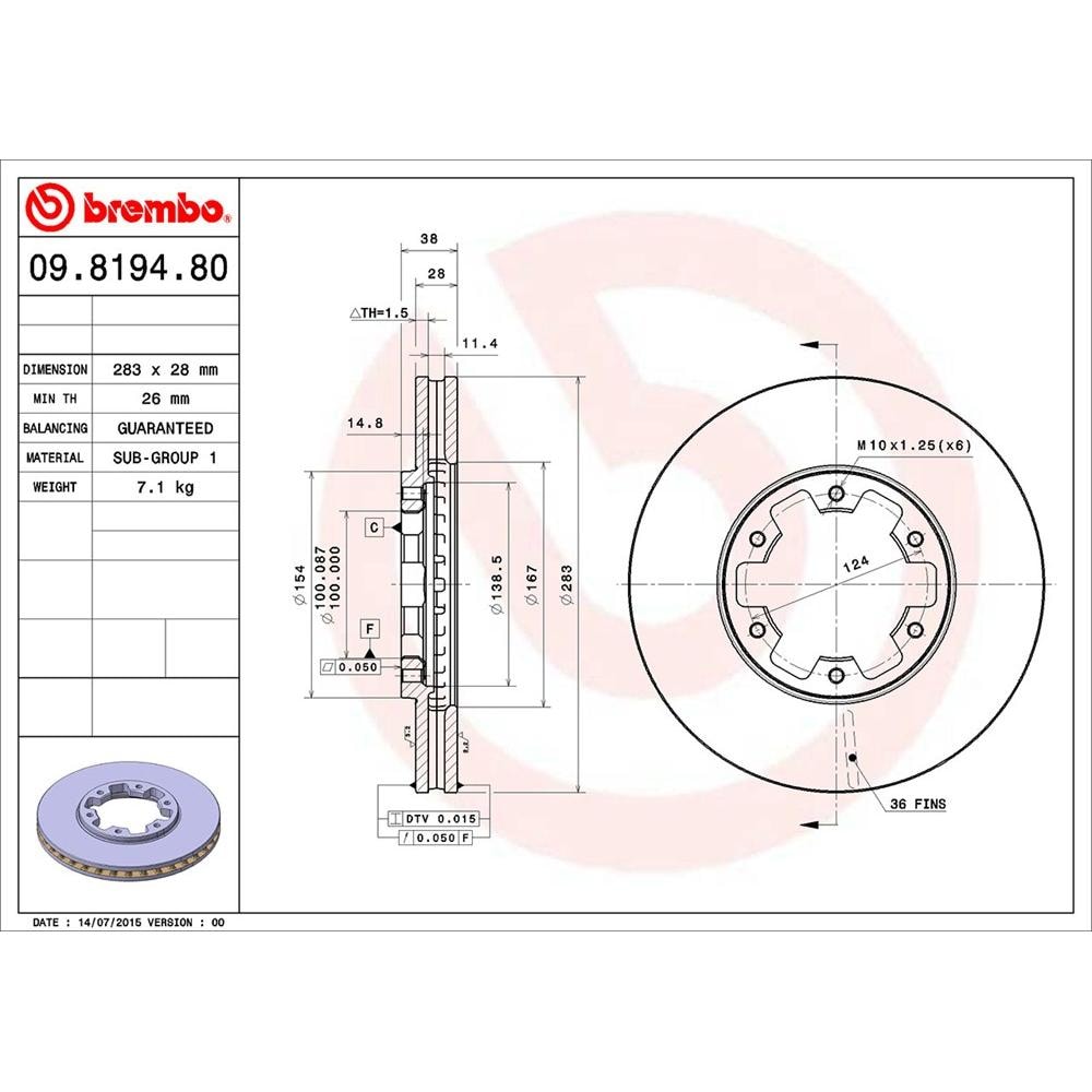 Brembo Disc Brake Rotor 09.8194.80