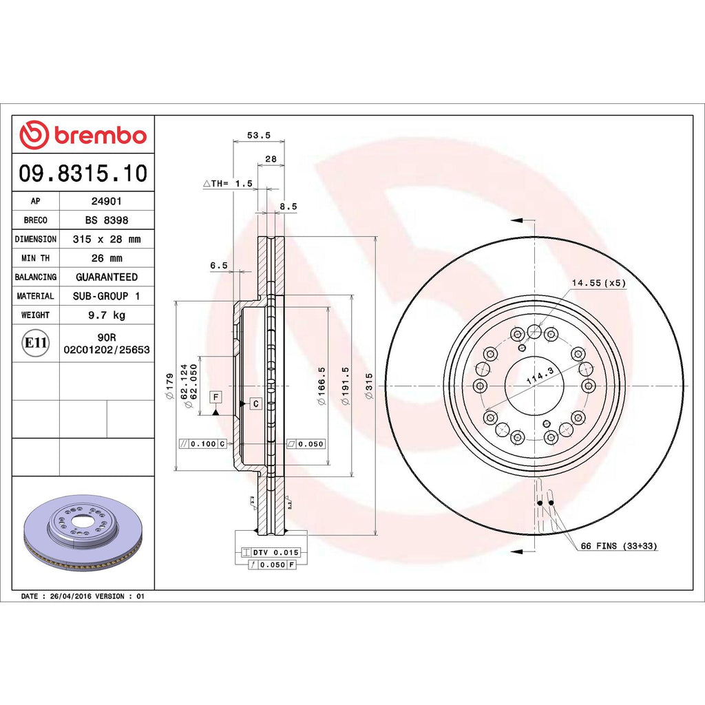 Brembo Disc Brake Rotor 09.8315.10