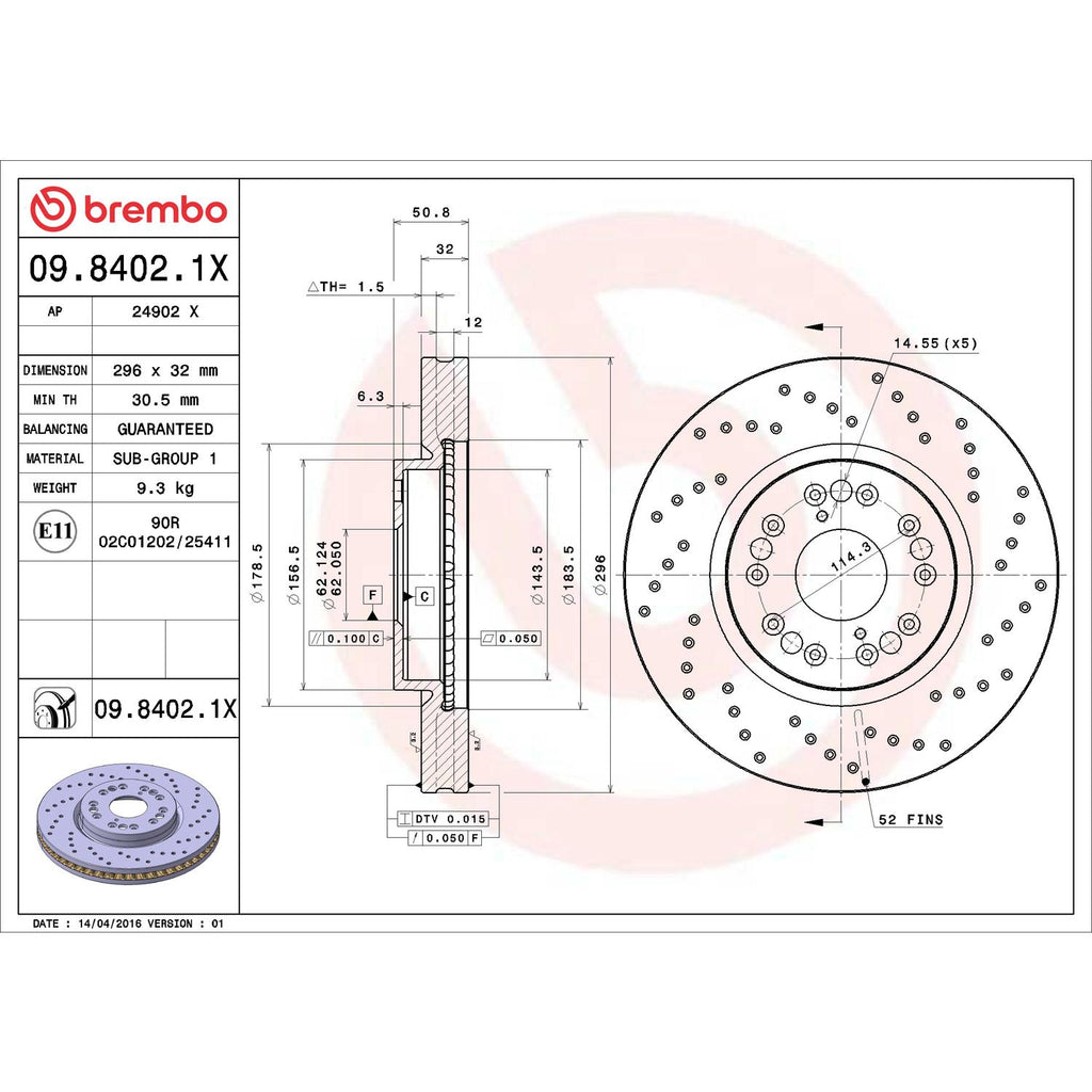 Brembo Disc Brake Rotor 09.8402.1X