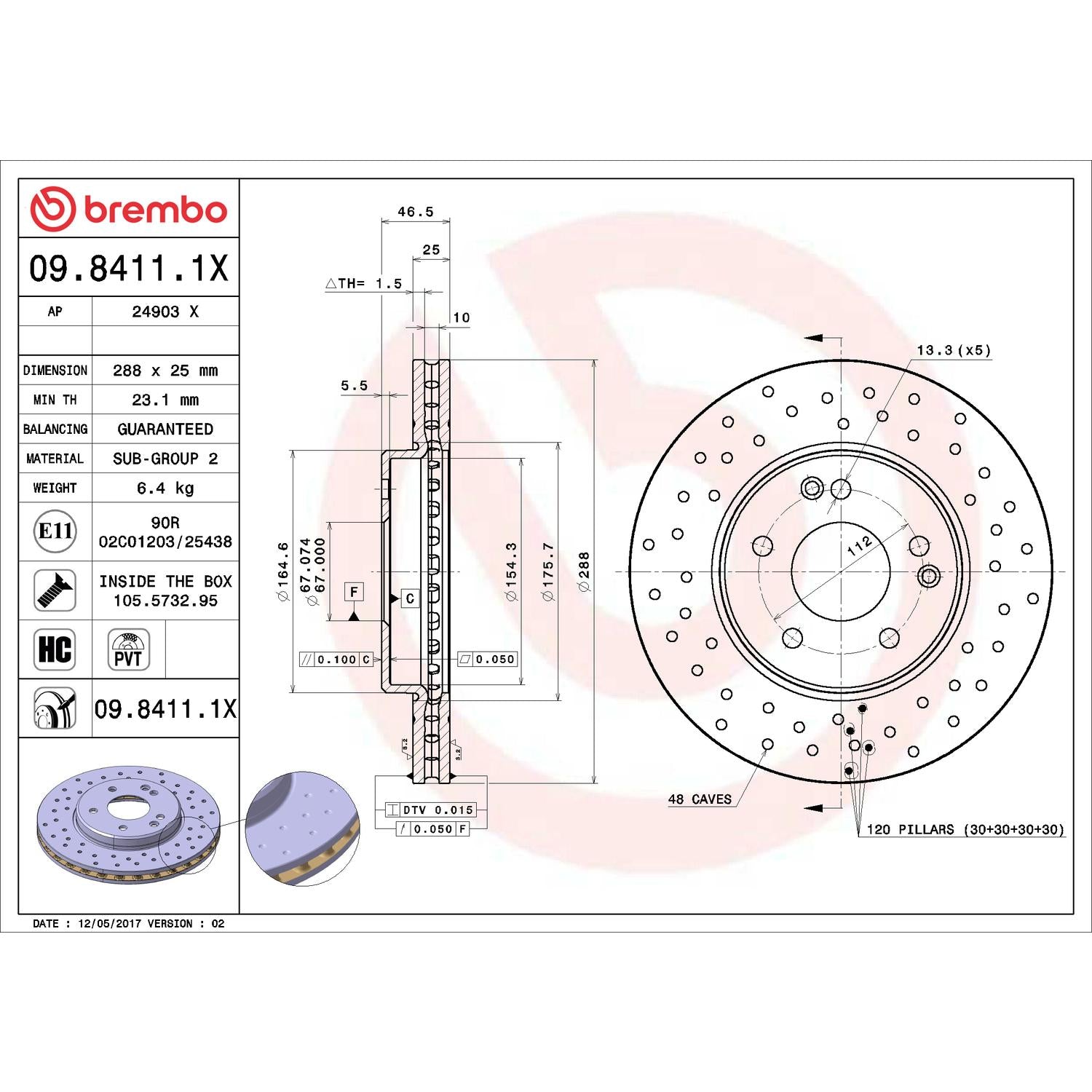 Brembo Disc Brake Rotor 09.8411.1X