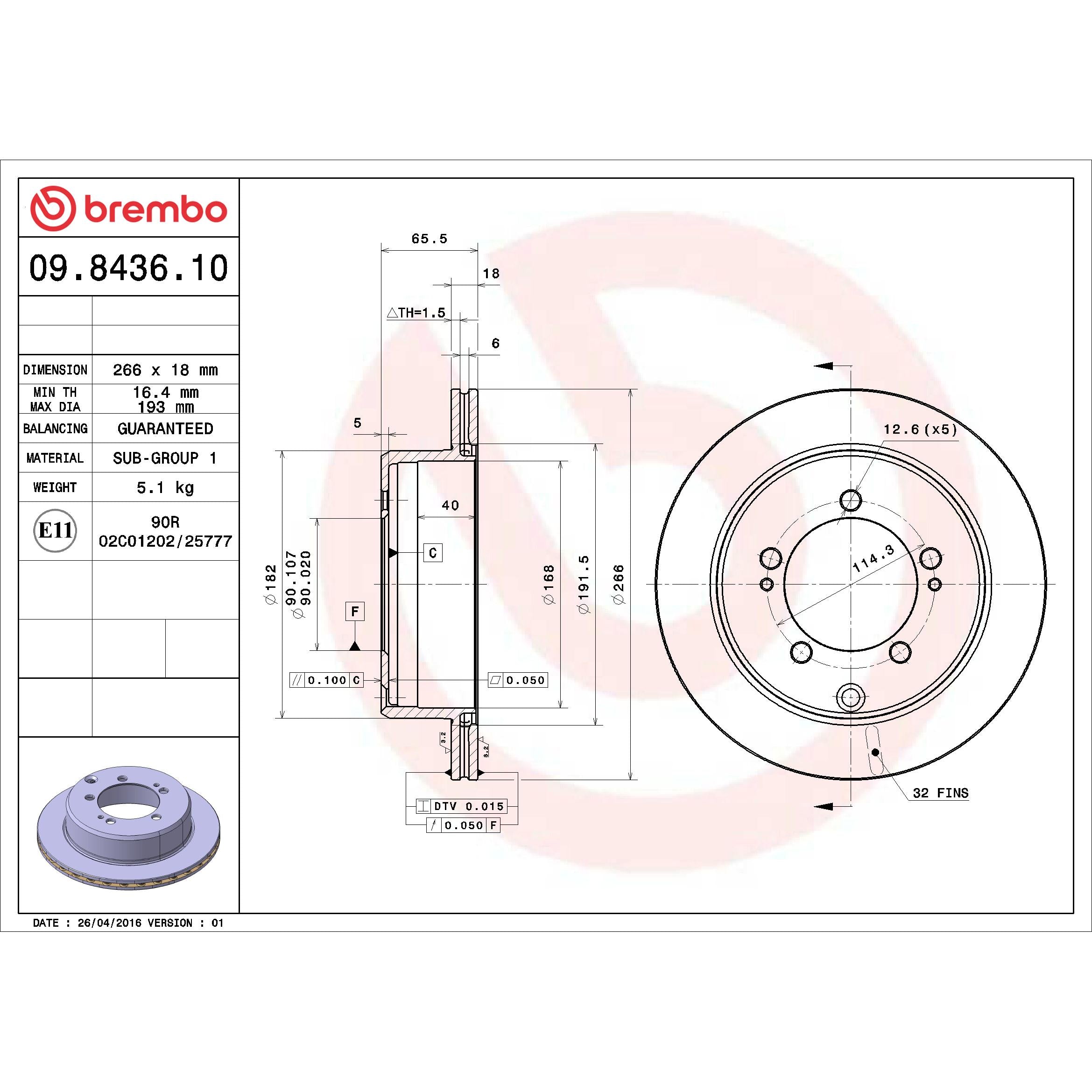 Brembo Disc Brake Rotor 09.8436.10