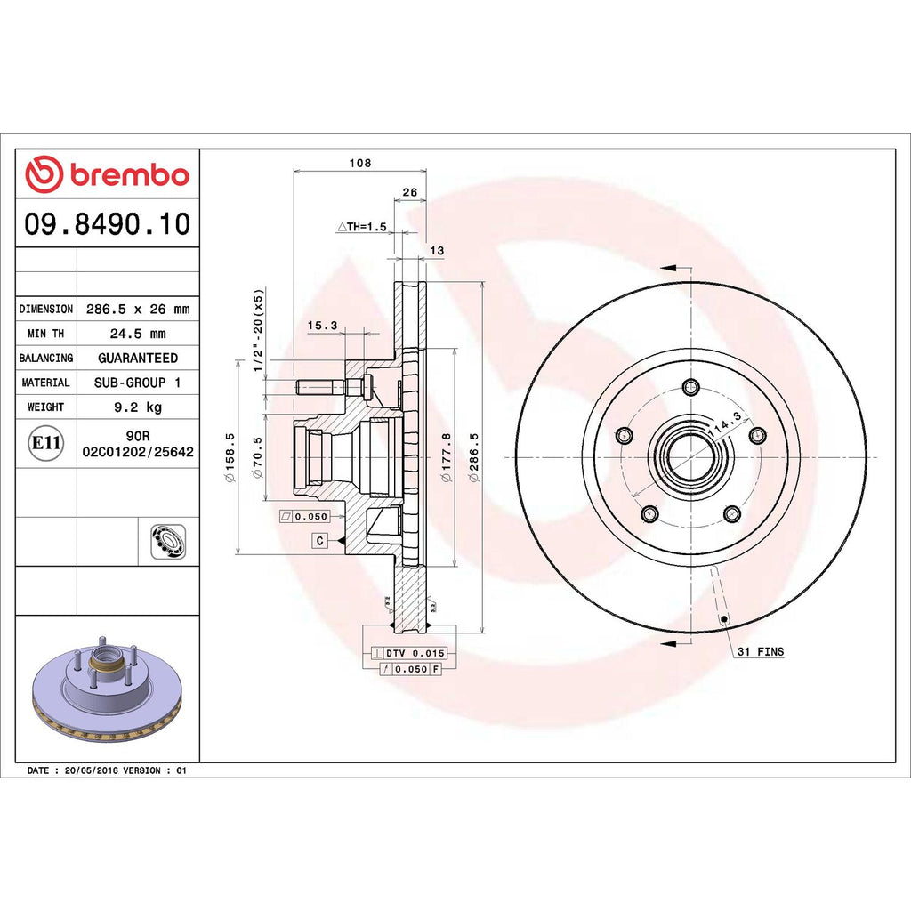 Brembo Disc Brake Rotor 09.8490.10