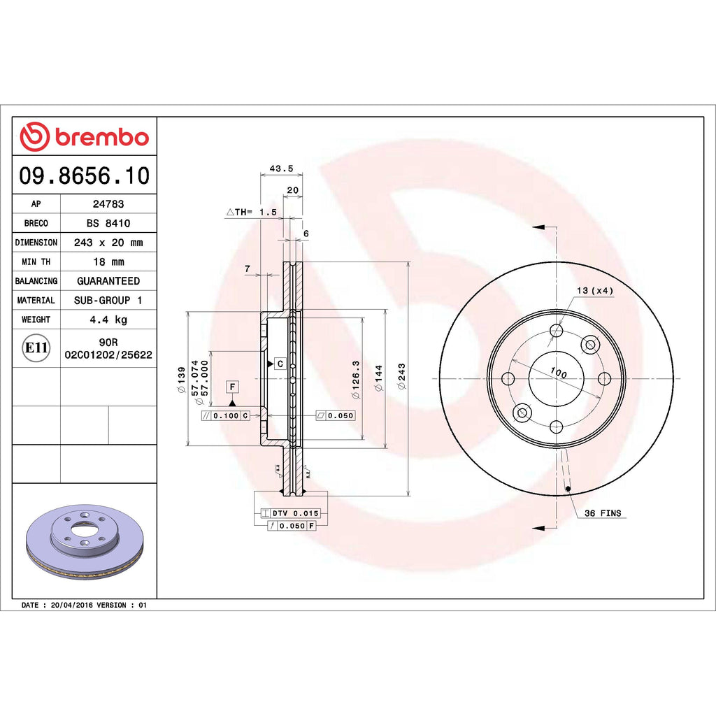 Brembo Disc Brake Rotor 09.8656.10
