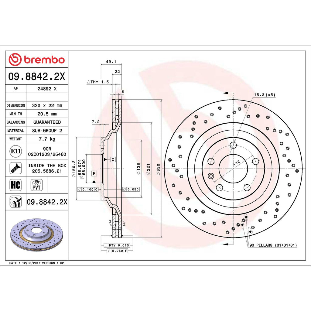 Brembo Disc Brake Rotor 09.8842.2X
