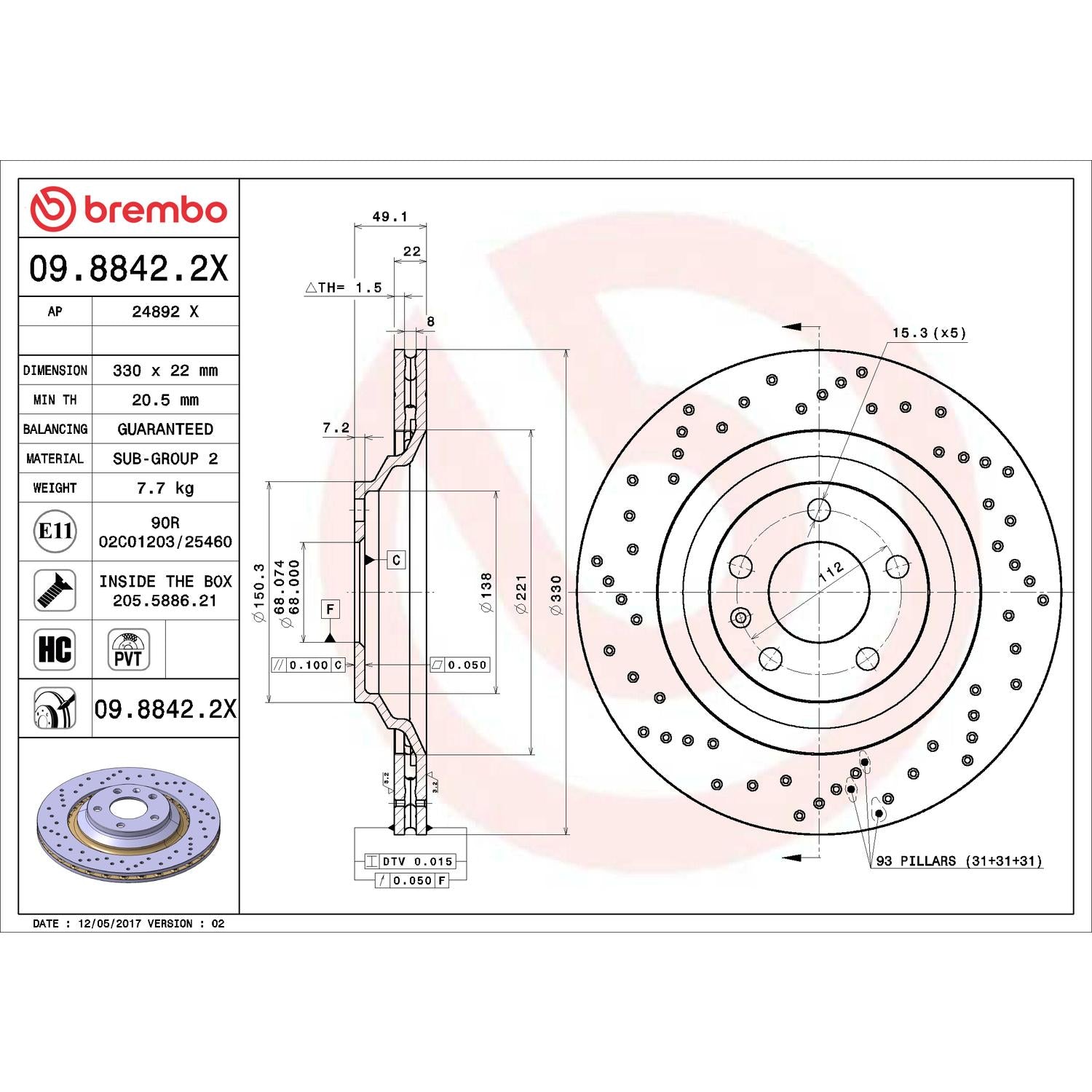 Brembo Disc Brake Rotor 09.8842.2X