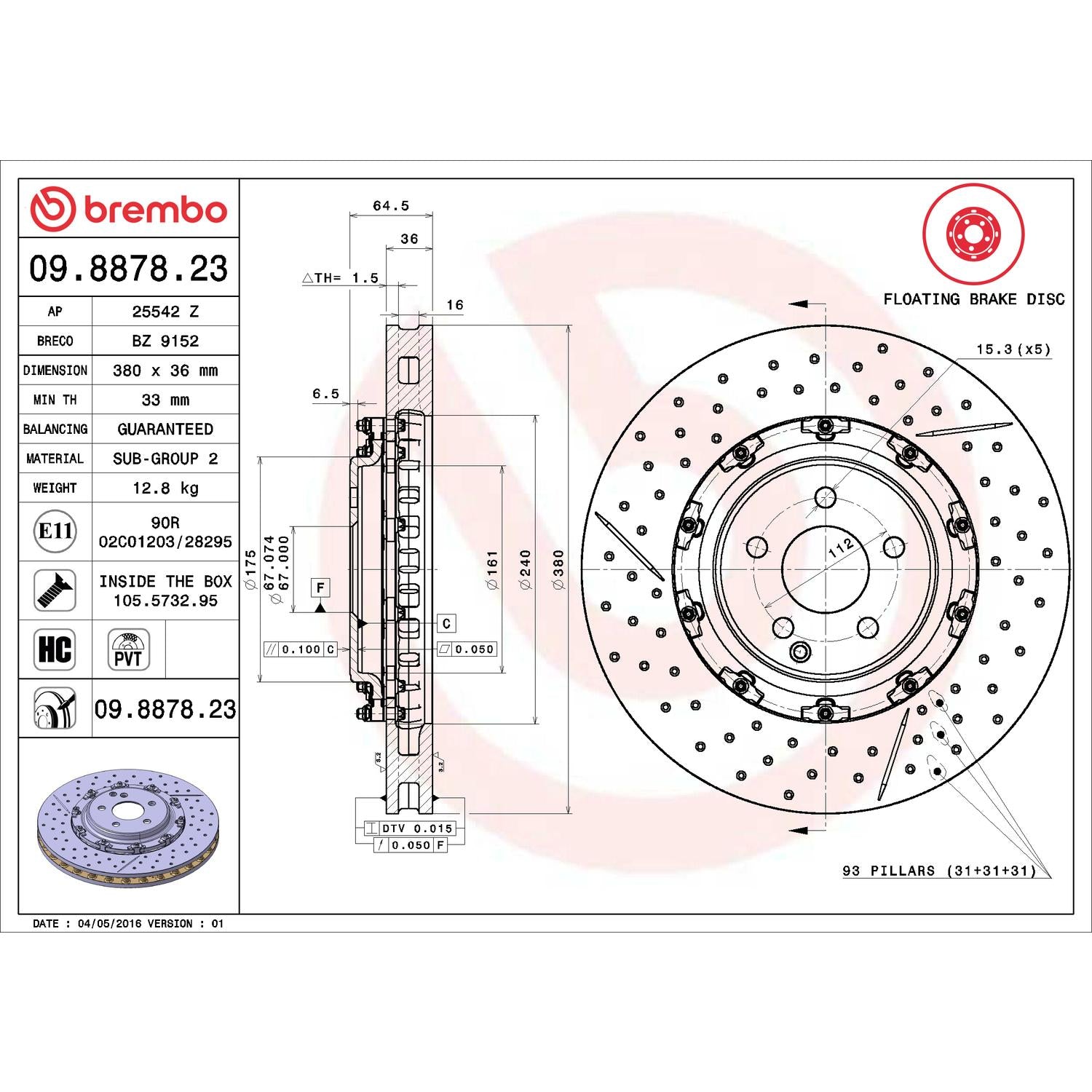 Brembo Disc Brake Rotor 09.8878.23