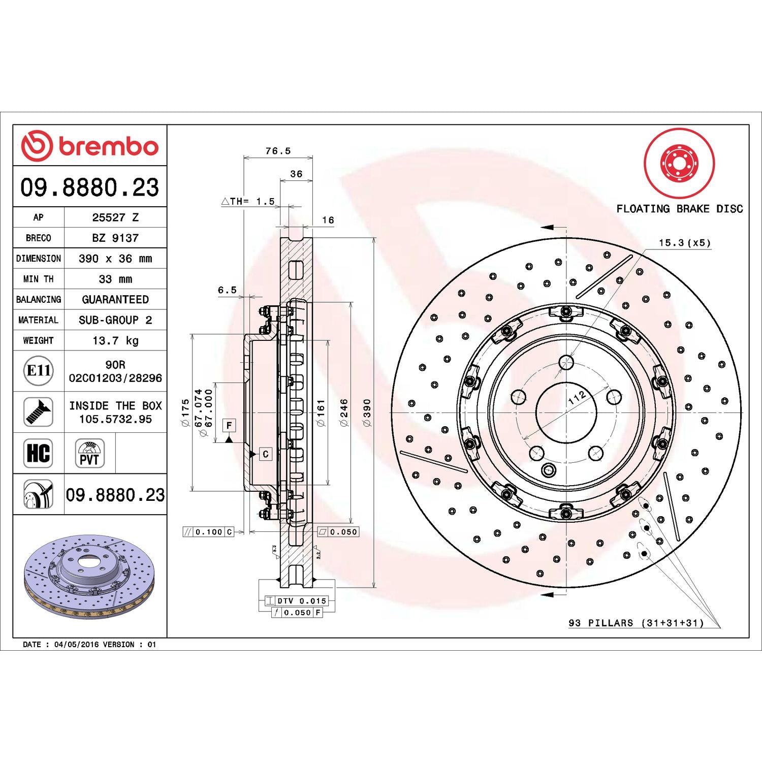 Brembo Disc Brake Rotor 09.8880.23