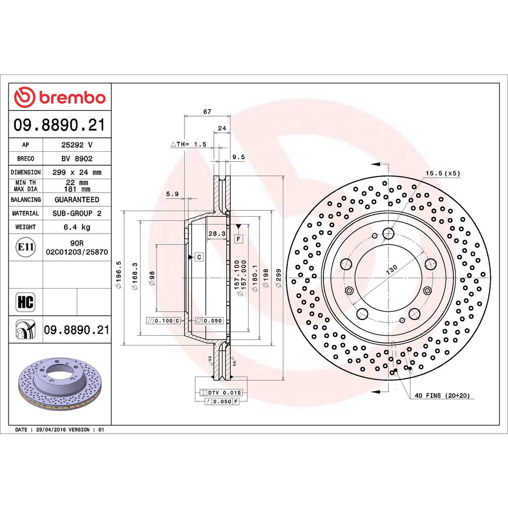 Brembo Disc Brake Rotor 09.8890.21