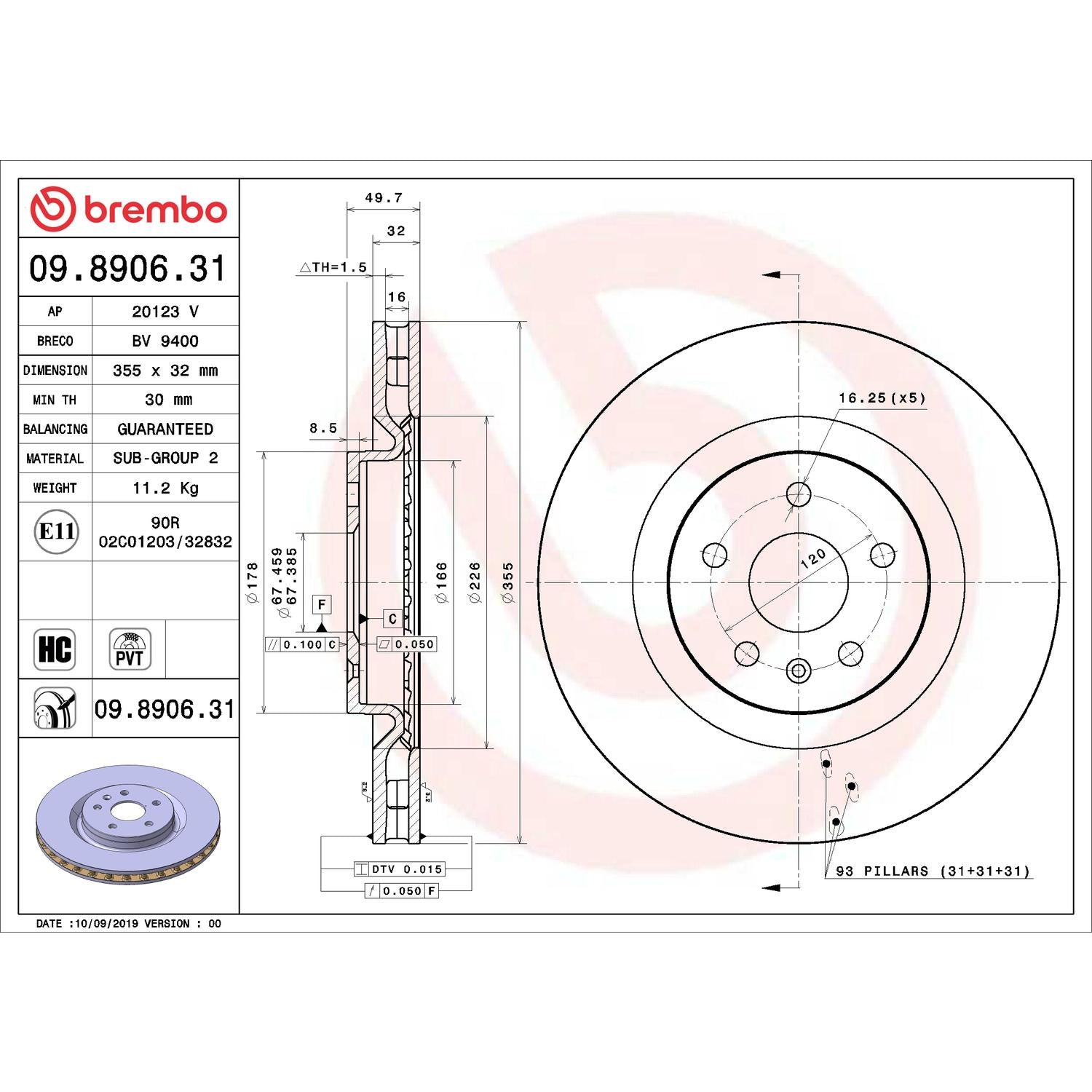Brembo Disc Brake Rotor 09.8906.31
