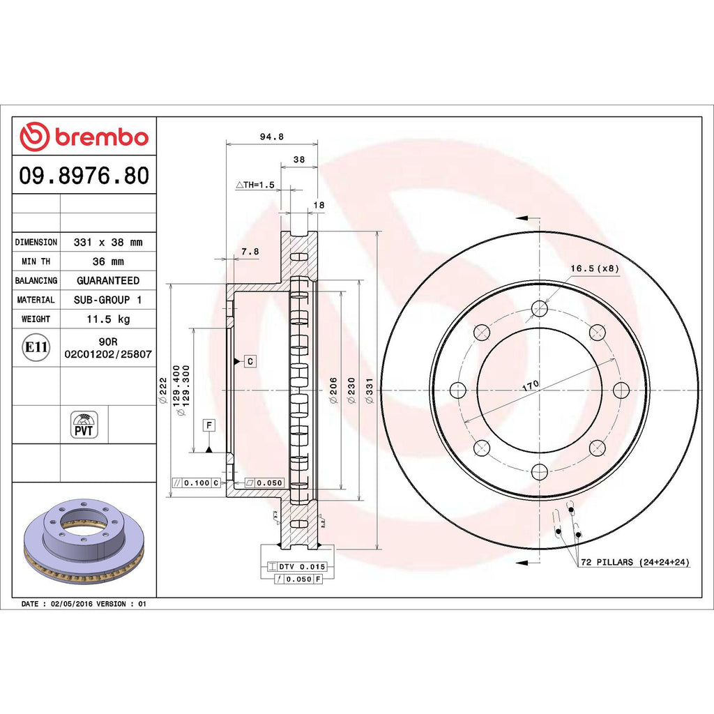 Brembo Disc Brake Rotor 09.8976.80