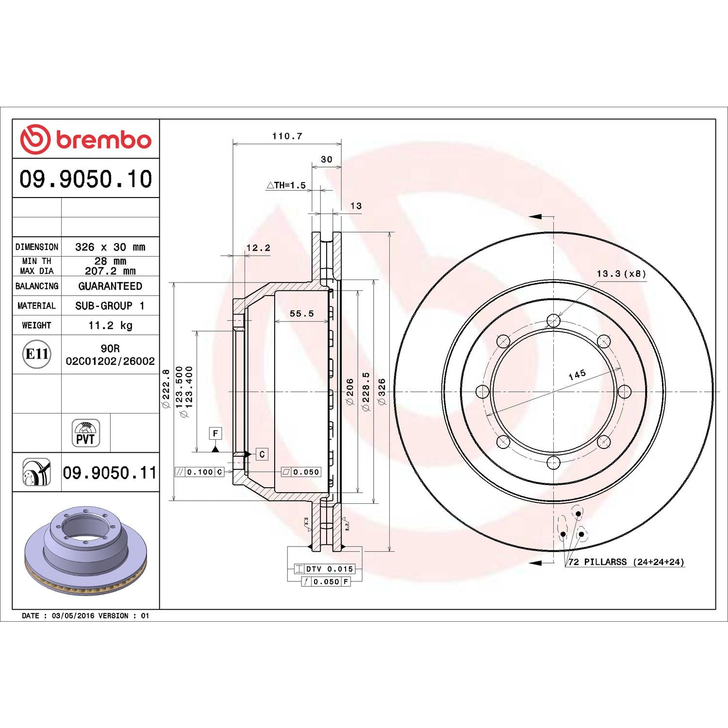 Brembo Disc Brake Rotor 09.9050.10