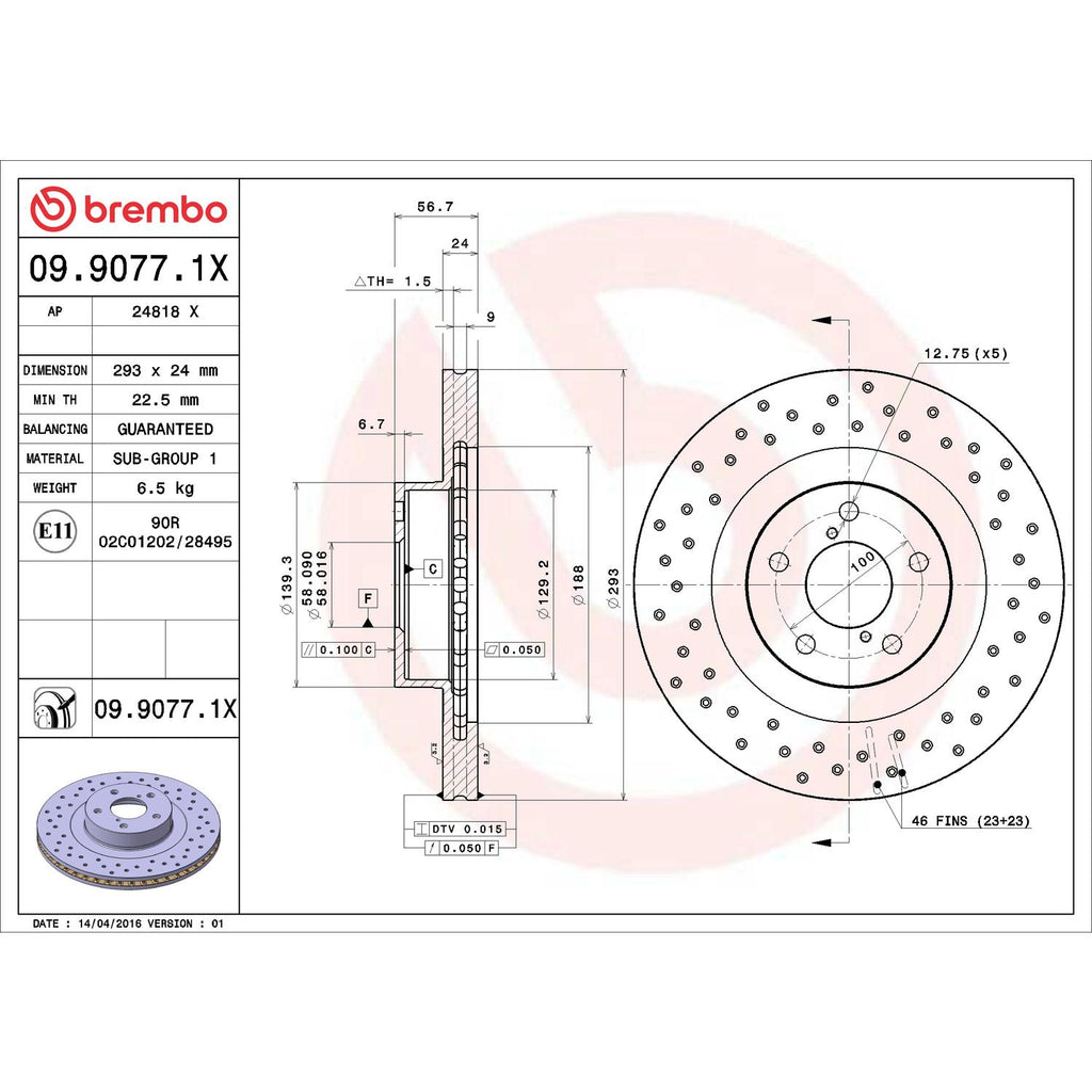 Brembo Disc Brake Rotor 09.9077.1X