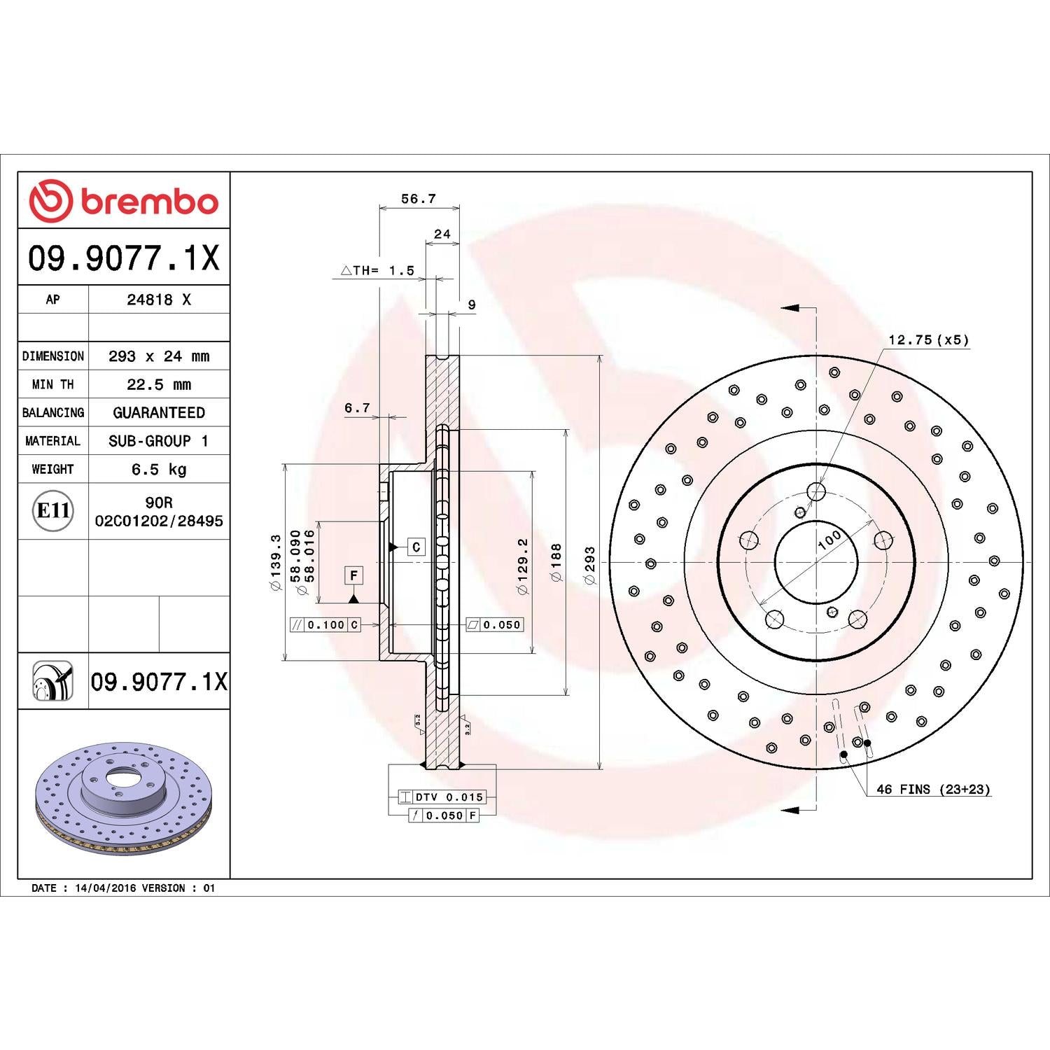 Brembo Disc Brake Rotor 09.9077.1X