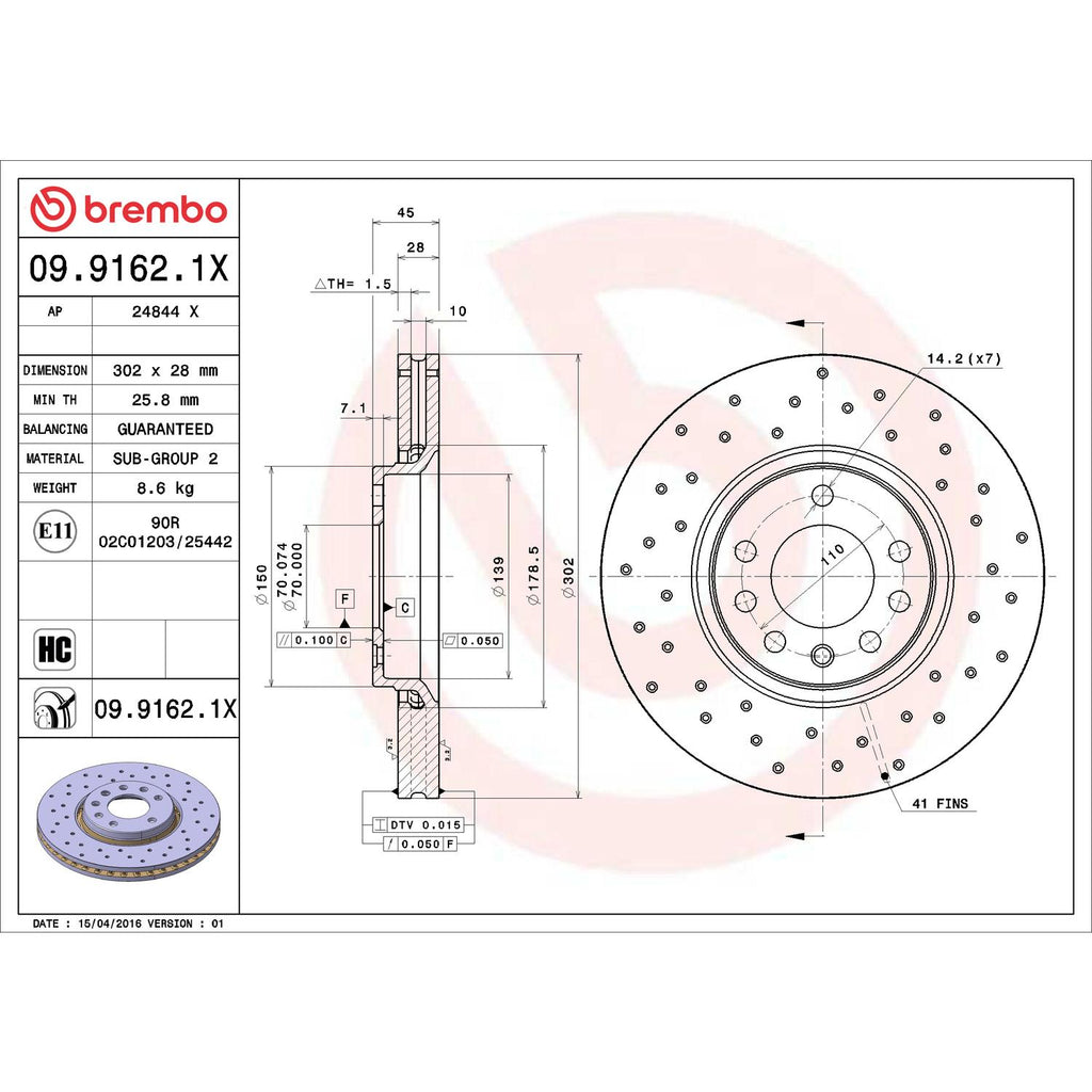 Brembo Disc Brake Rotor 09.9162.1X