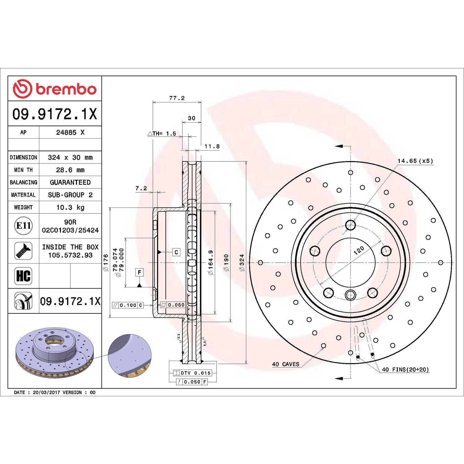 Brembo Disc Brake Rotor 09.9172.1X