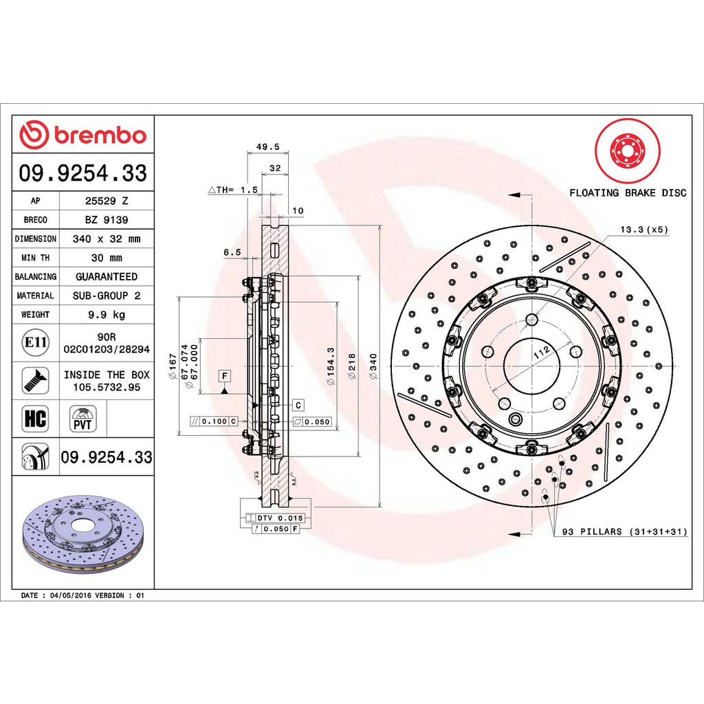 Brembo Disc Brake Rotor 09.9254.33