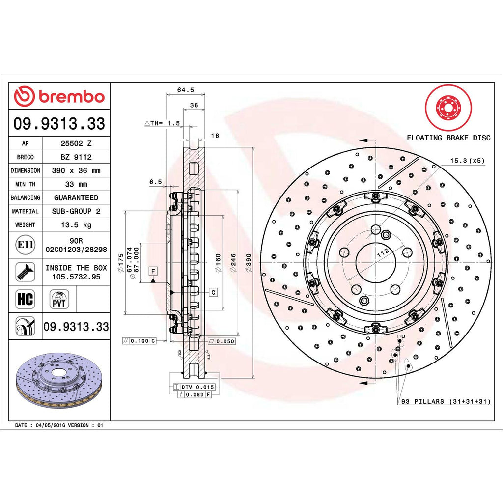 Brembo Disc Brake Rotor 09.9313.33