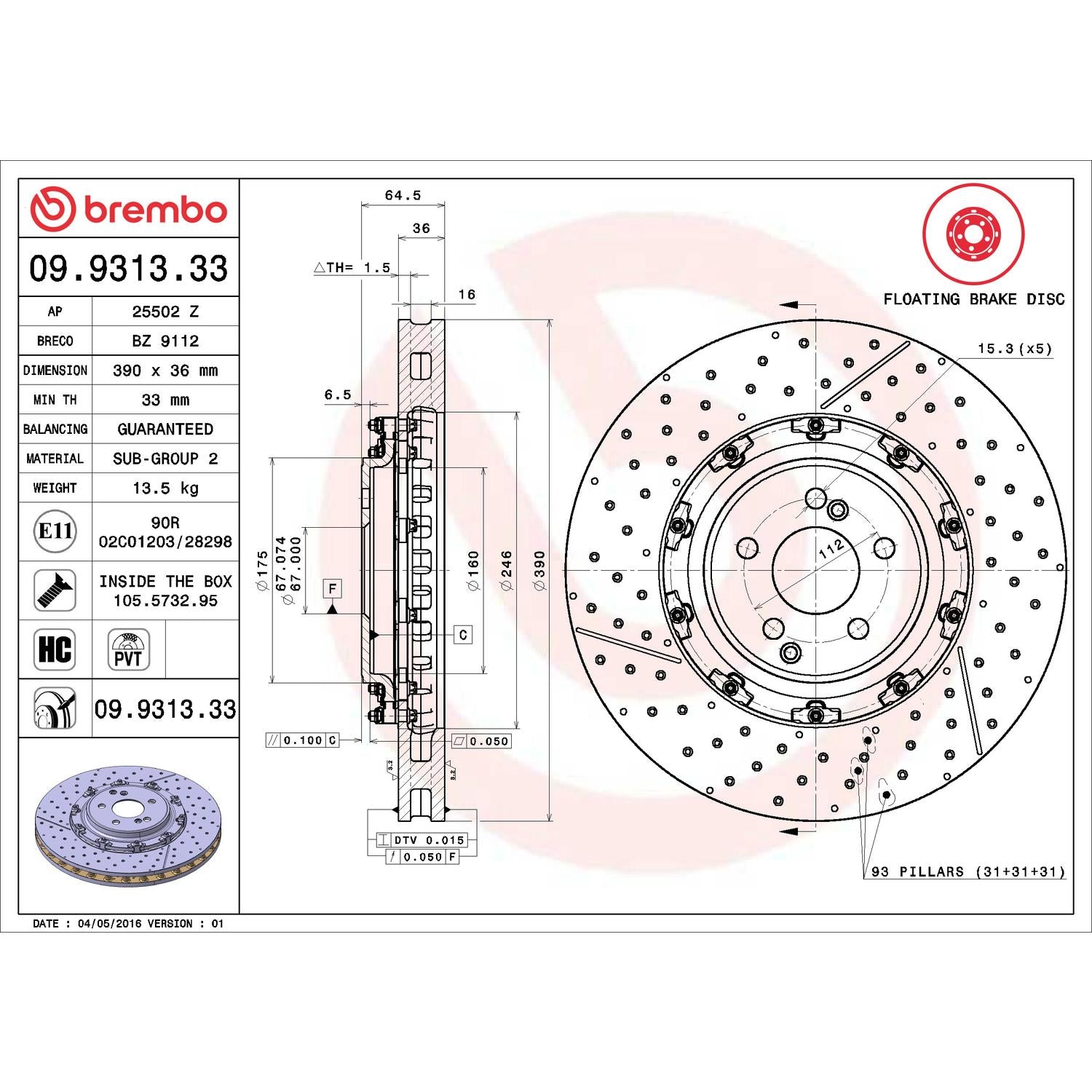Brembo Disc Brake Rotor 09.9313.33